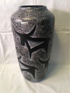 Texas Longhorn Motive on a 1960's German Ceramic Hand painted Floor Vase