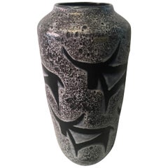 Vintage Texas Longhorn Motive on a 1960's German Ceramic Hand painted Floor Vase