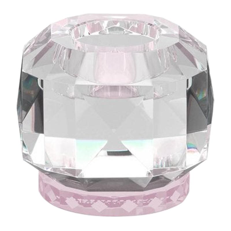 Texas T-Lichthalter aus Rosenkristall, handgeschnitztes zeitgenössisches Kristall