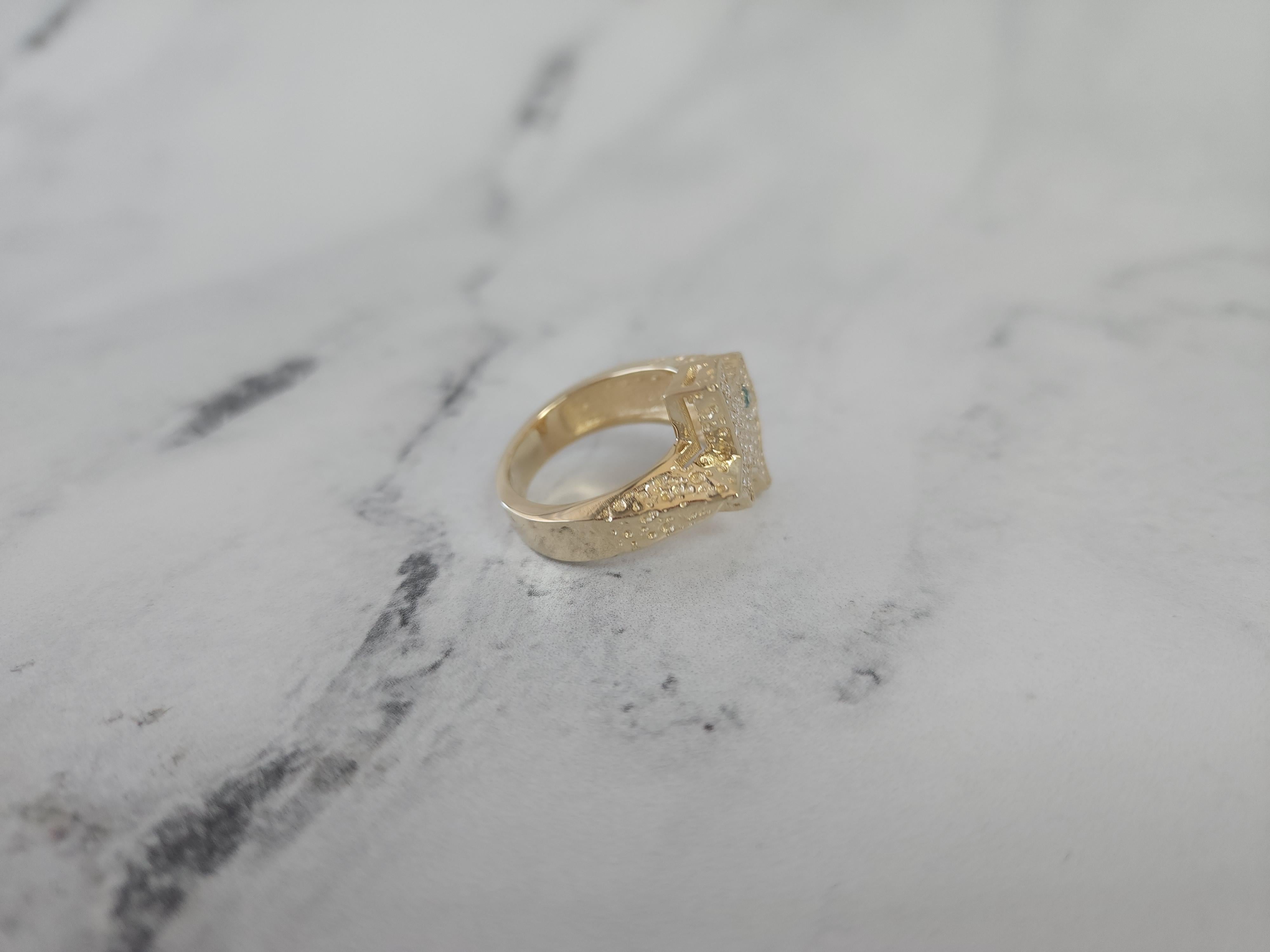 Round Cut TEXAS shaped Diamond Nugget Ring in 14k White Gold or 14k Yellow Gold For Sale