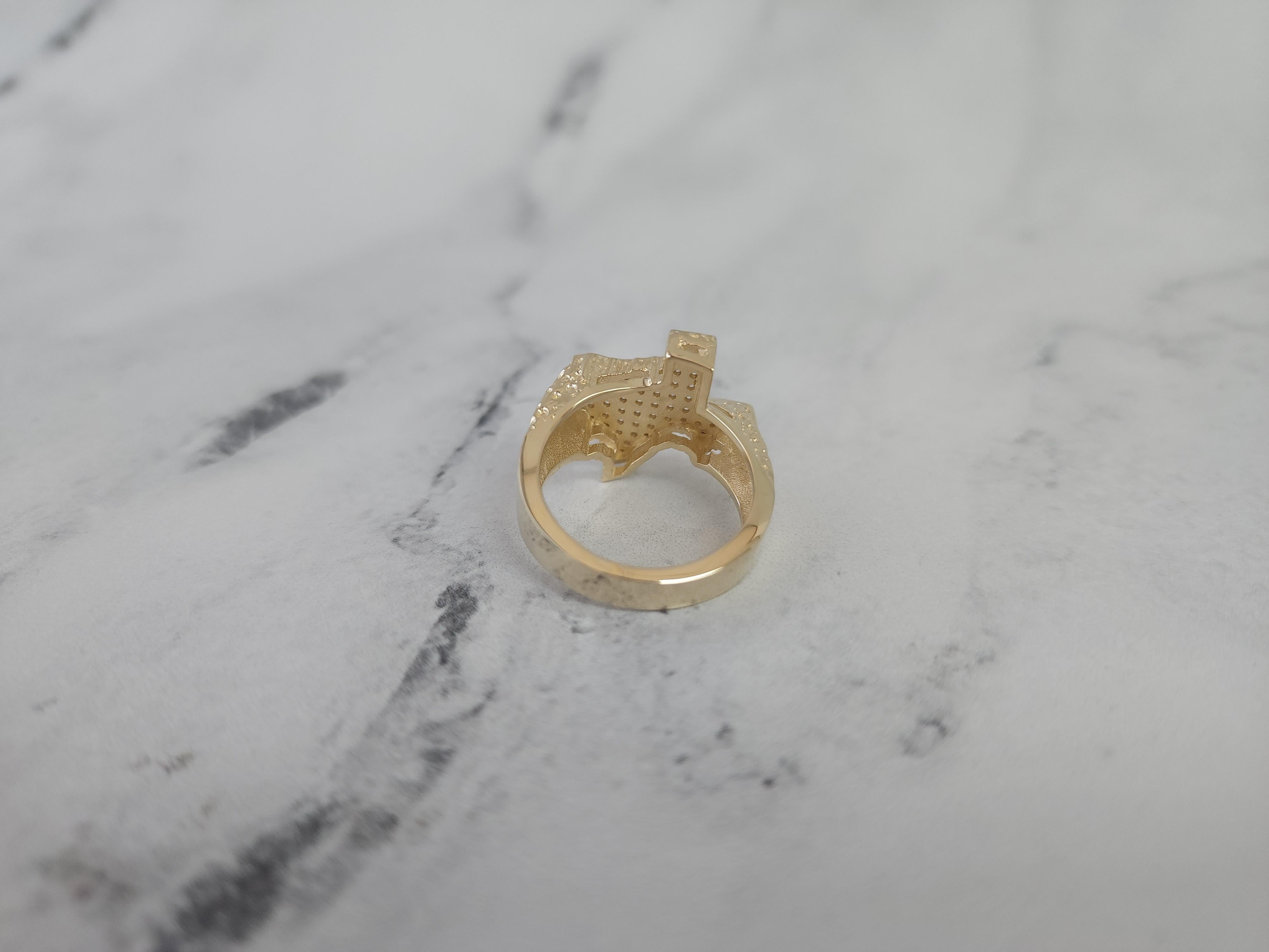 TEXAS shaped Diamond Nugget Ring in 14k White Gold or 14k Yellow Gold In New Condition For Sale In Sugar Land, TX