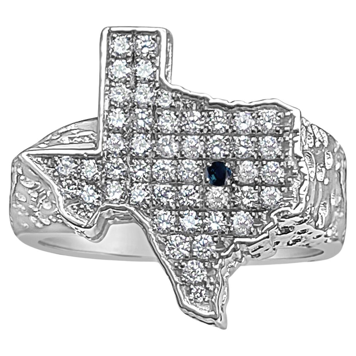 TEXAS shaped Diamond Nugget Ring in 14k White Gold or 14k Yellow Gold