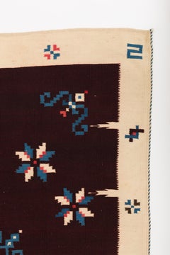Texcoco Indigo Star Mexican Serape Wool Blanket