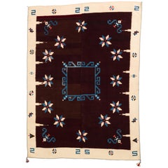 Texcoco Indigo Star Mexican Serape Wool Blanket