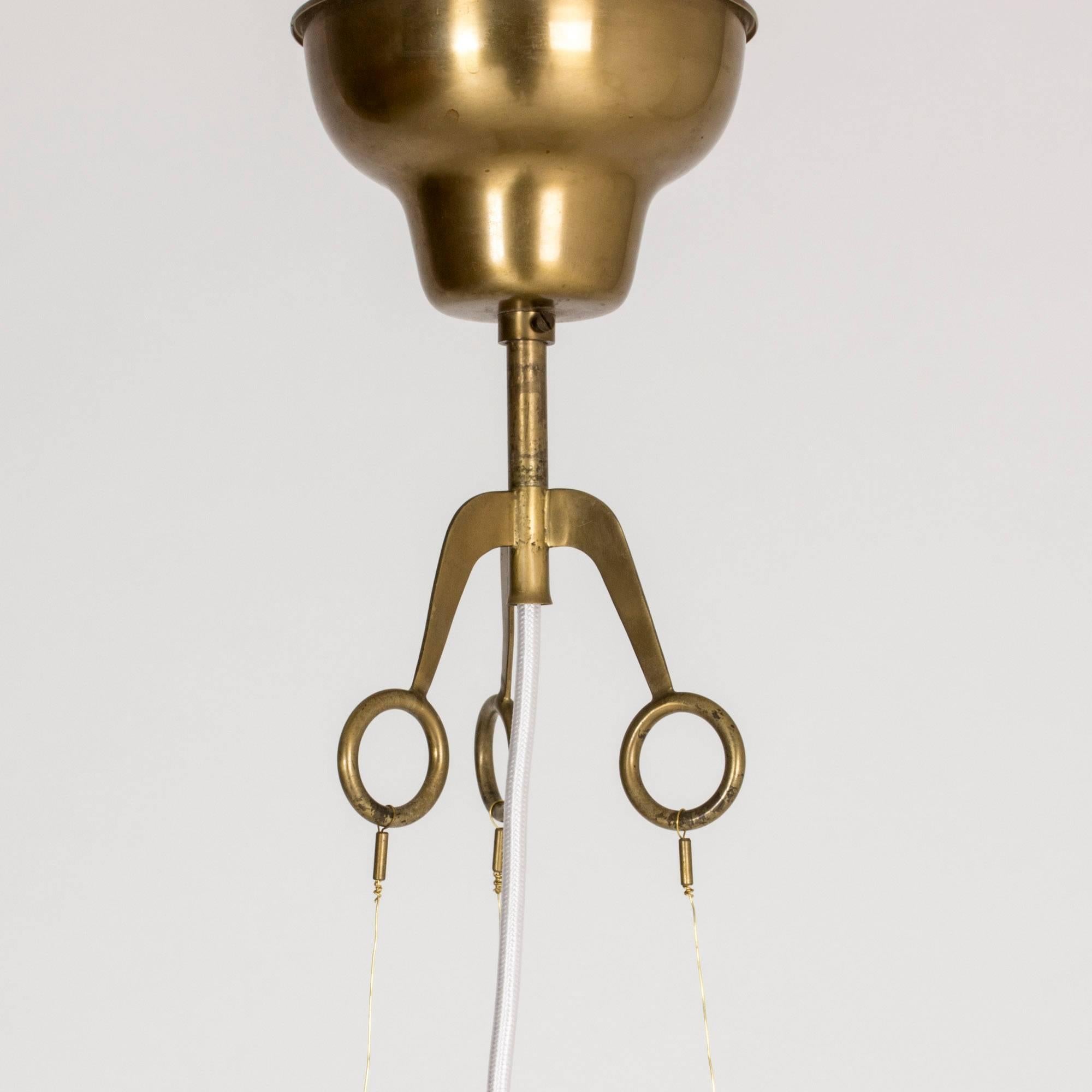 Textile and Brass Ceiling Lamp by Hans Bergström 3