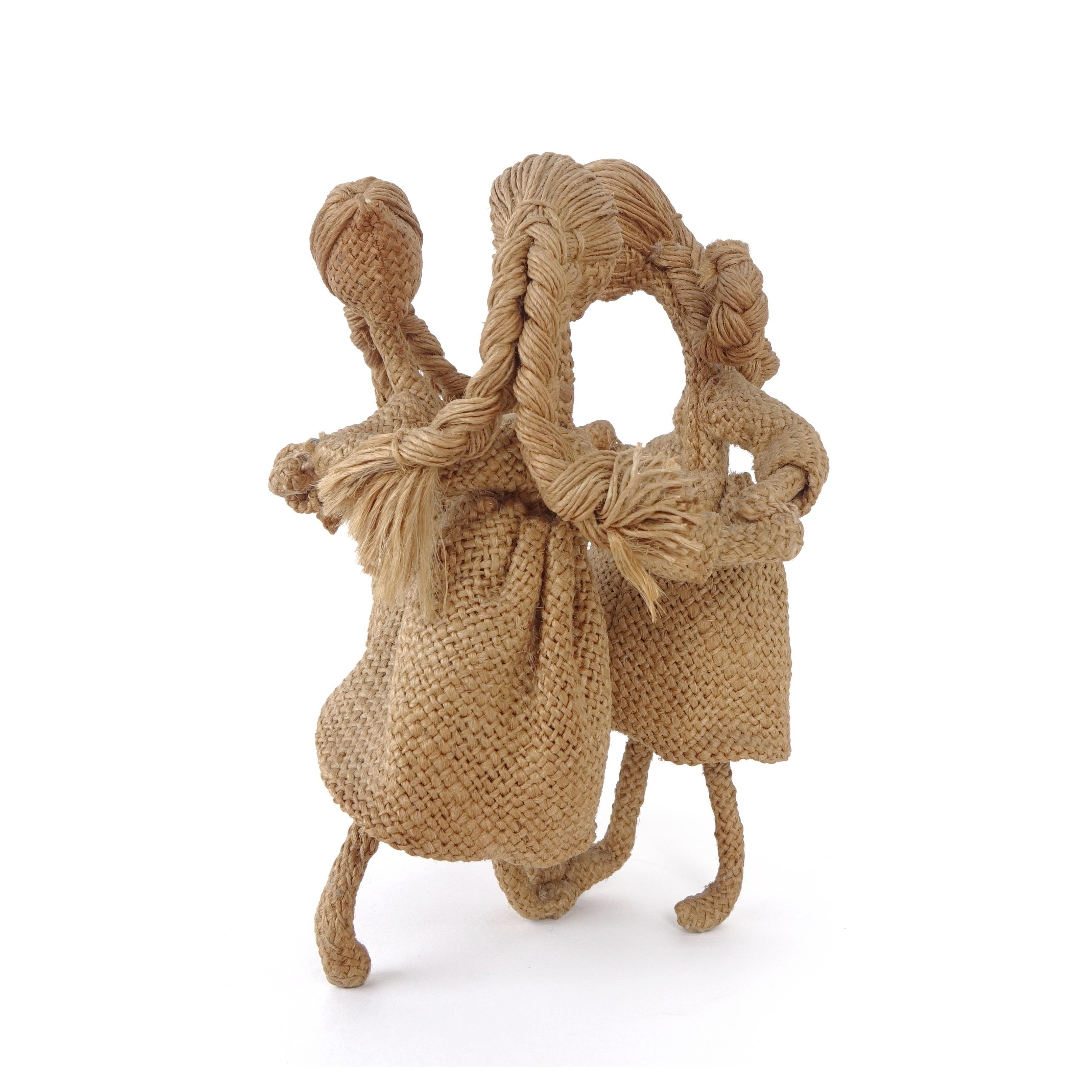 Italian Textile Art Sculpture by Maria Lai, Round Dance with Three Female Figures, Sardi