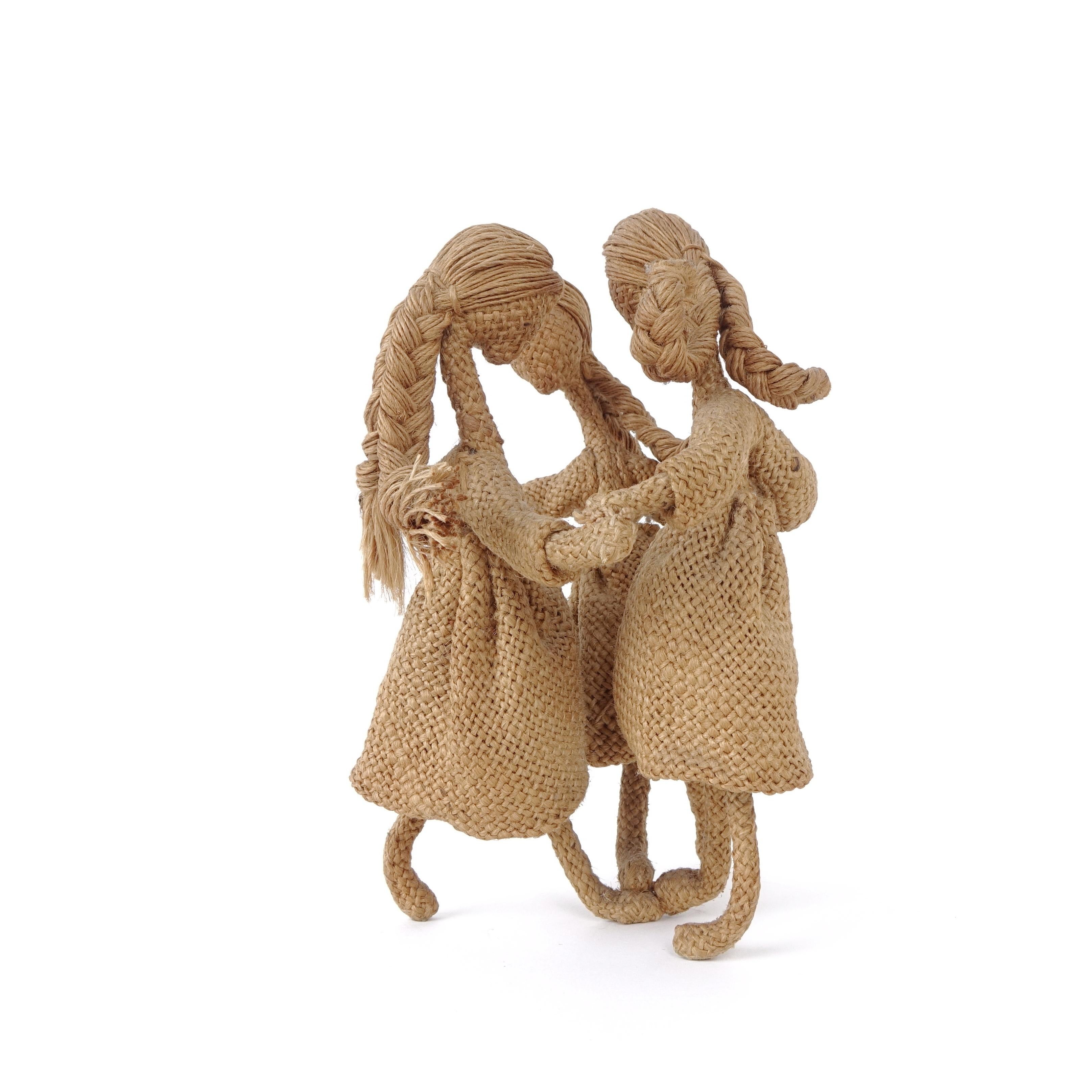 Hand-Crafted Textile Art Sculpture by Maria Lai, Round Dance with Three Female Figures, Sardi