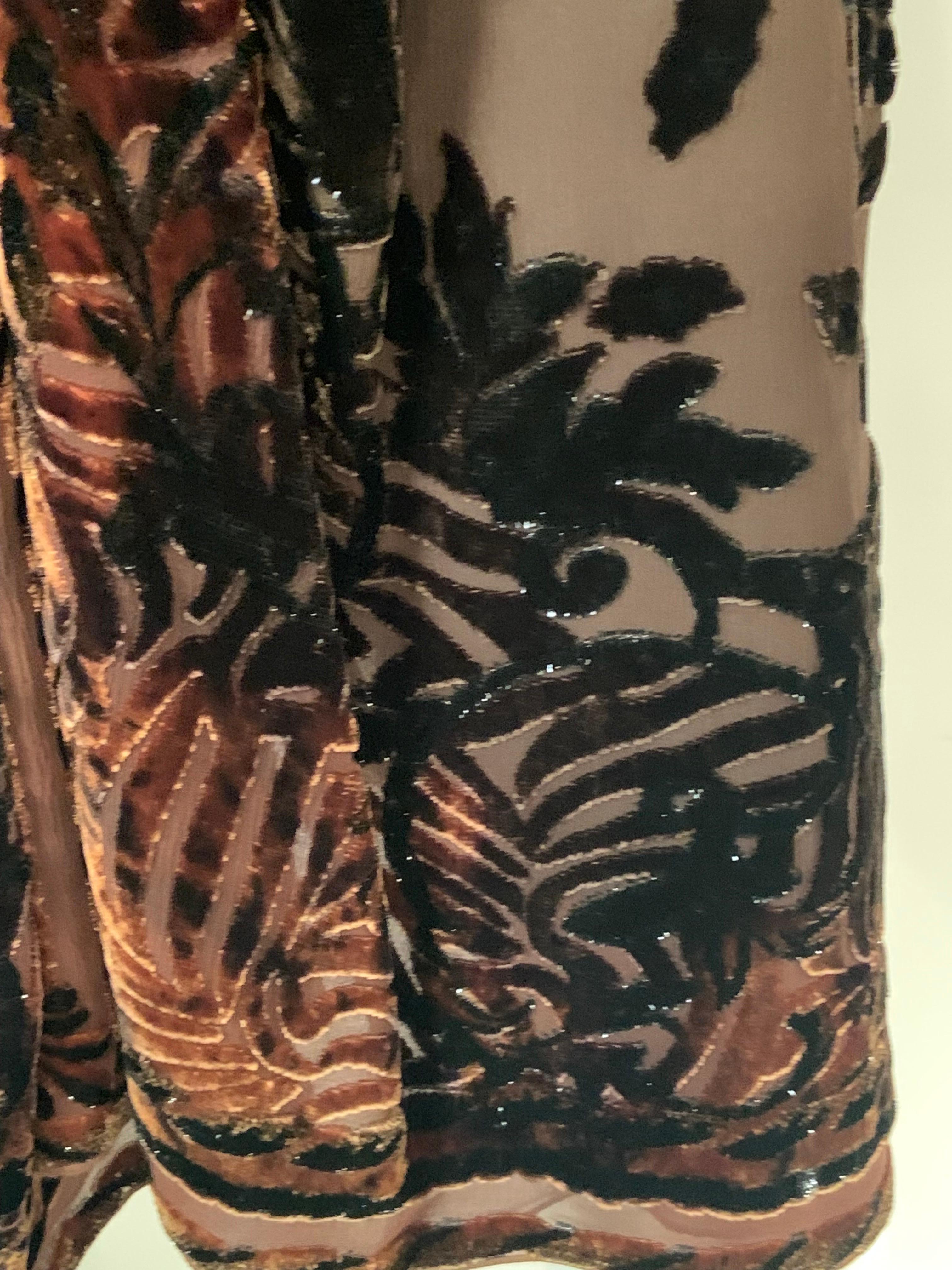 Textilkünstlerin Marion Clayden 1970's Chocolate Brown Devore Velvet Mantel oder Kleid im Angebot 3