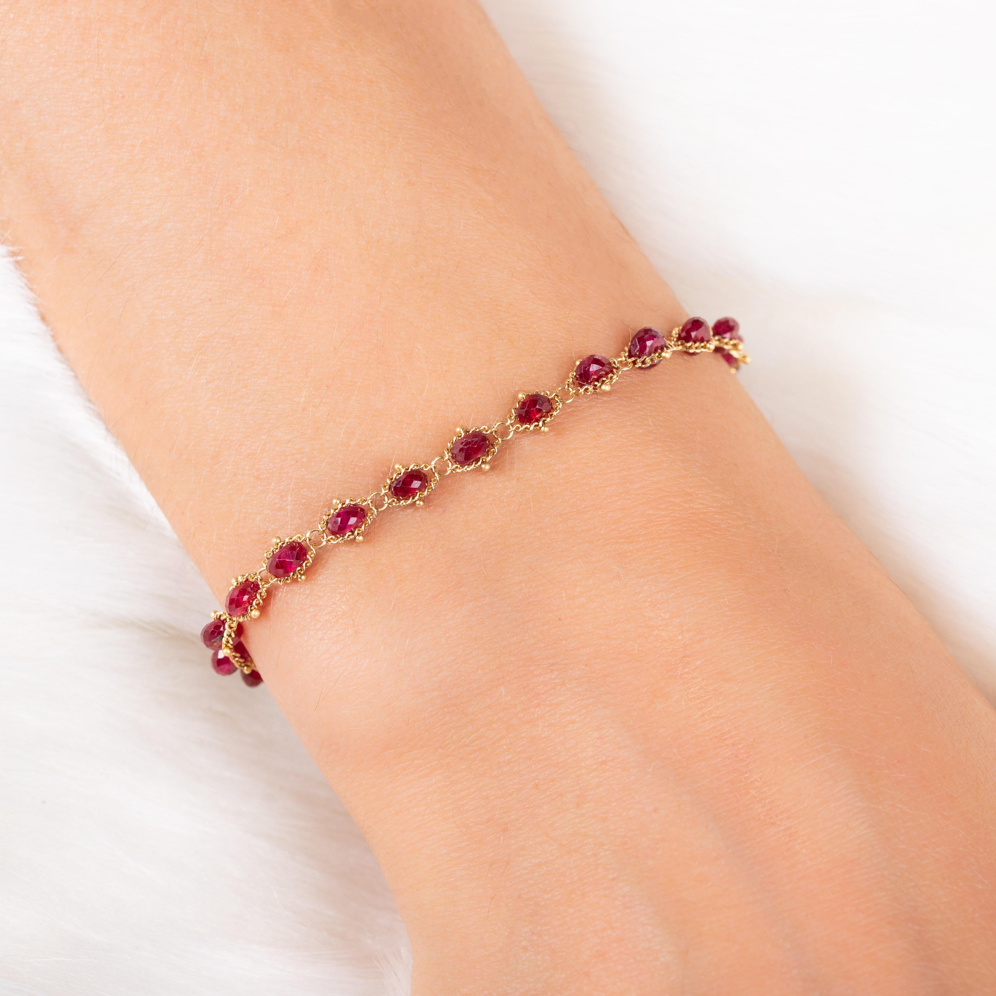 Bead Textile Bracelet in Ruby For Sale