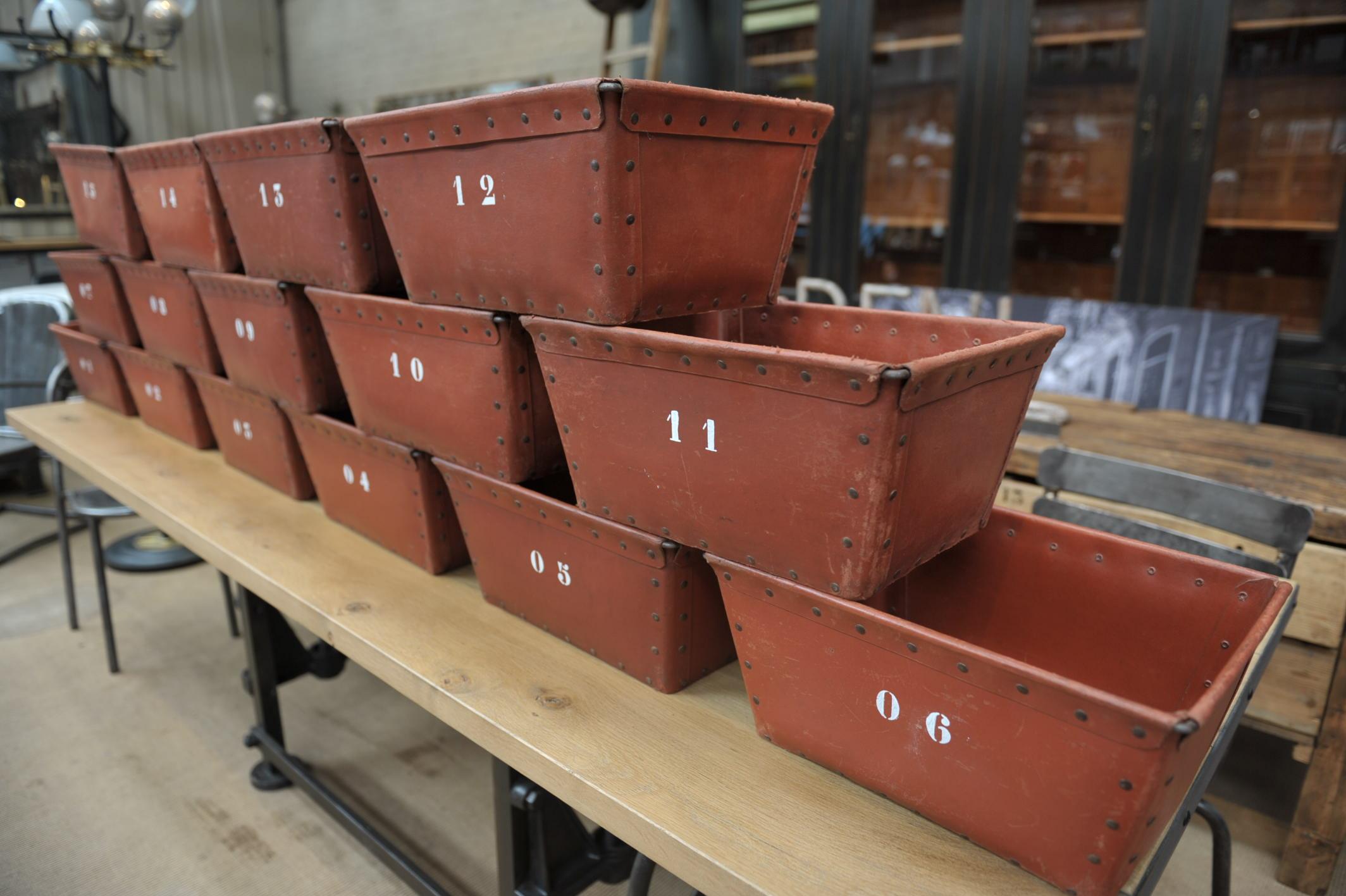 Textile Factory Industrial Stack Able Boxes Bu Suroy 'FRANCE', circa 1950 For Sale 4