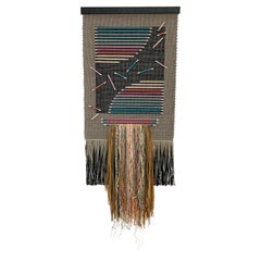 Retro Textile Fiber Art Wall Hanging Sculpture Circa 1980s