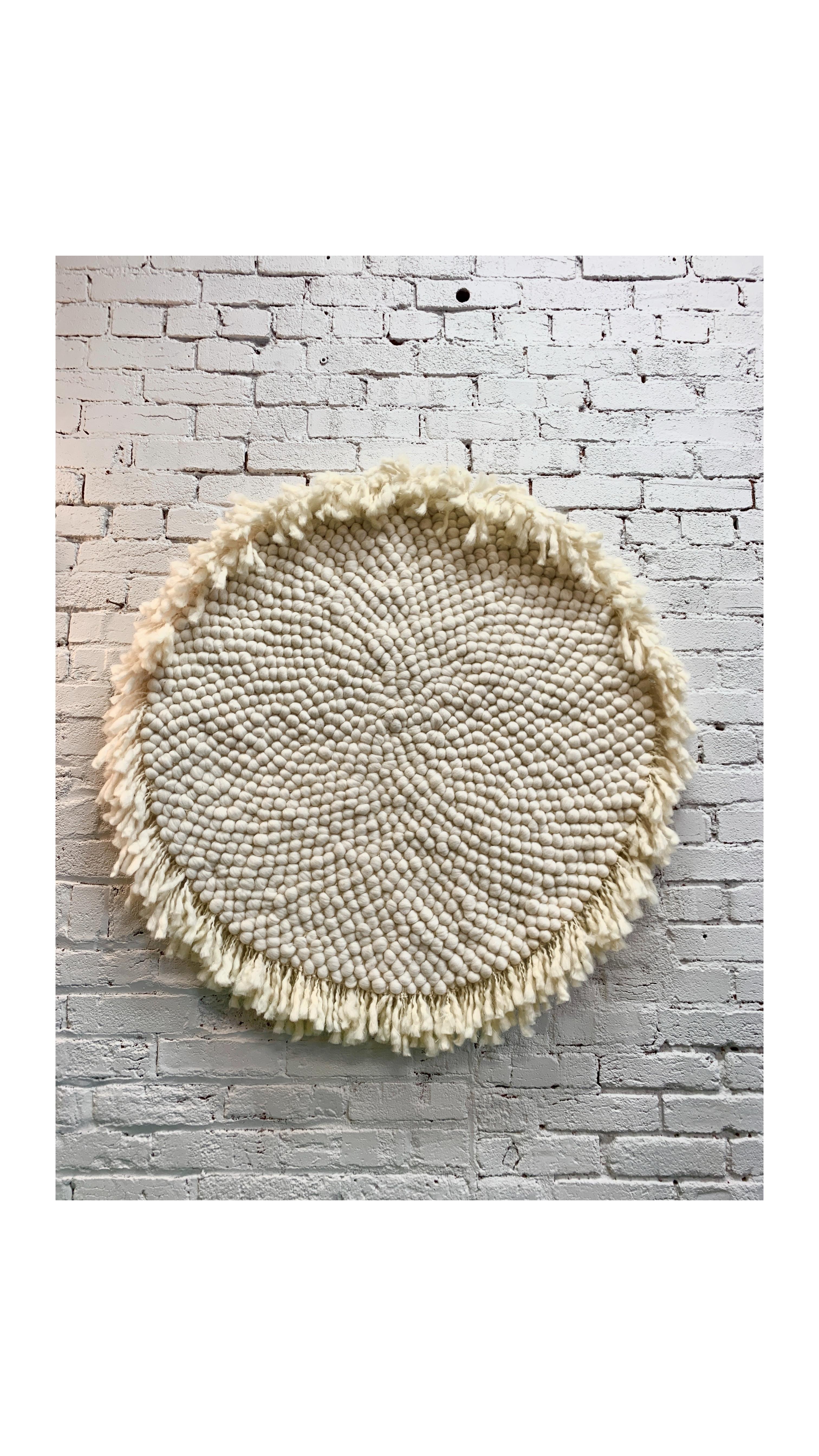 Textile Hand Made Crochet Merino Wall Hanging Rug  In New Condition For Sale In Montreal, Quebec