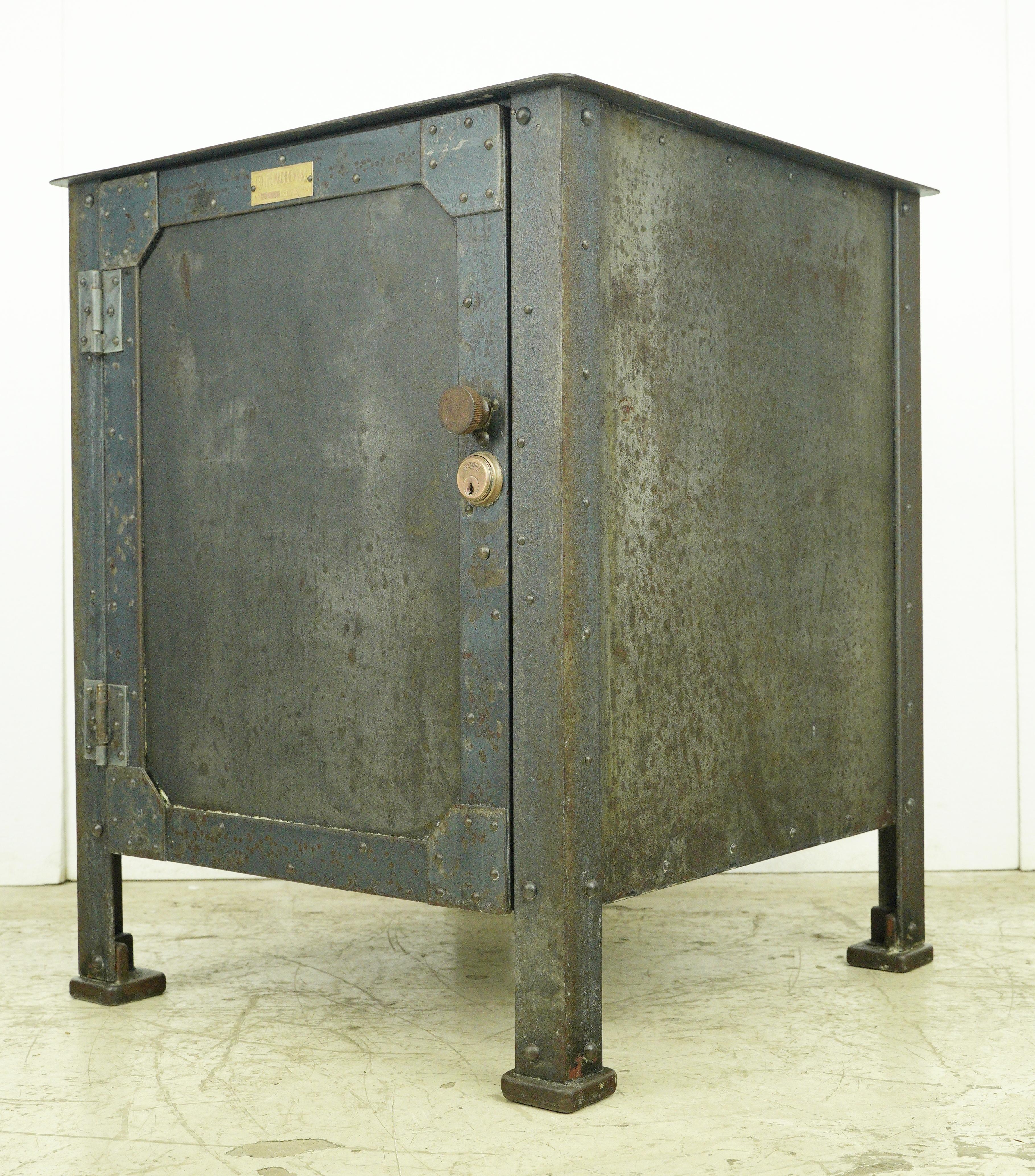 Textile Machine Works Riveted Steel Factory Cabinet Antique  For Sale 4