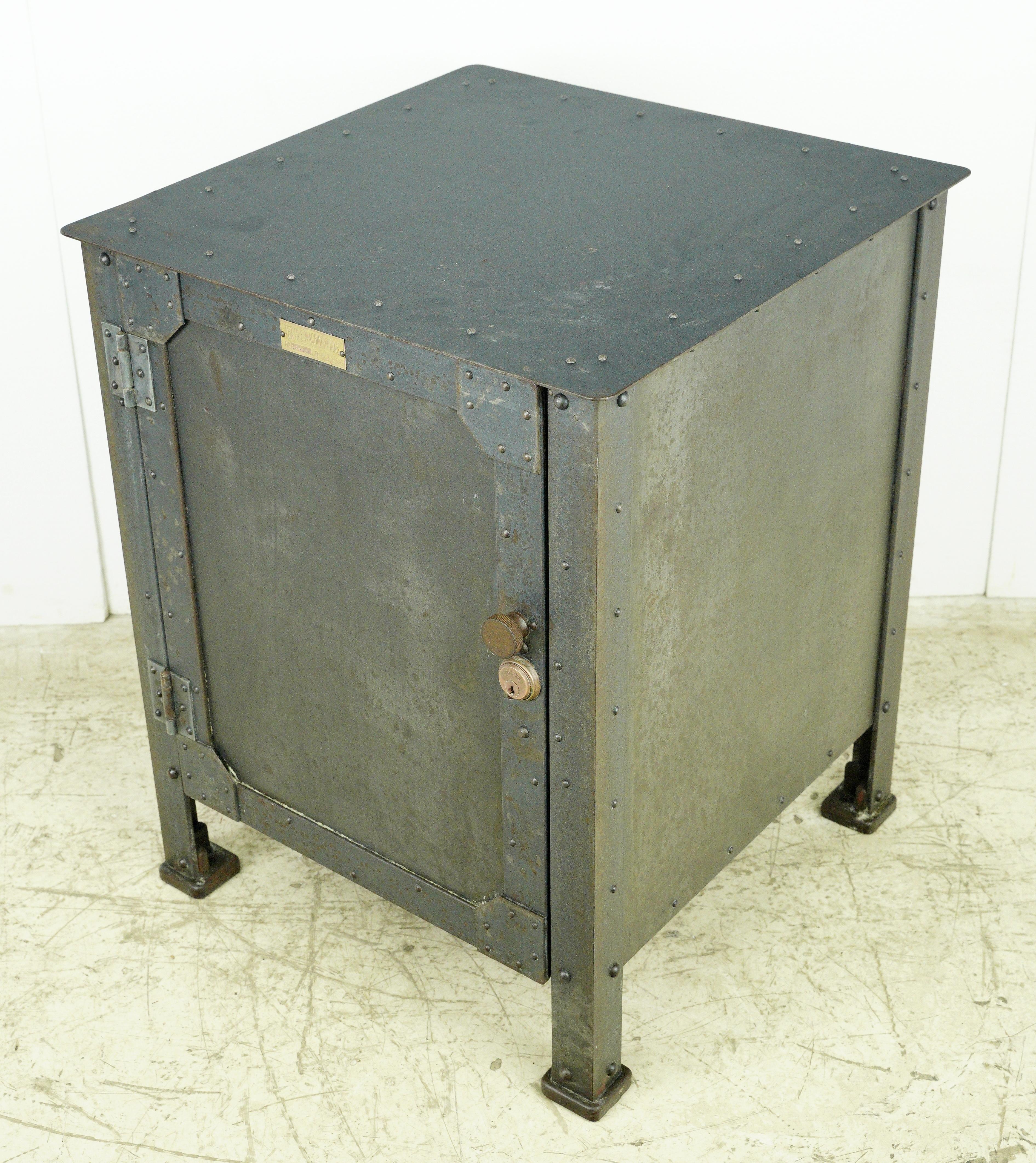 Textile Machine Works Riveted Steel Factory Cabinet Antique  For Sale 5