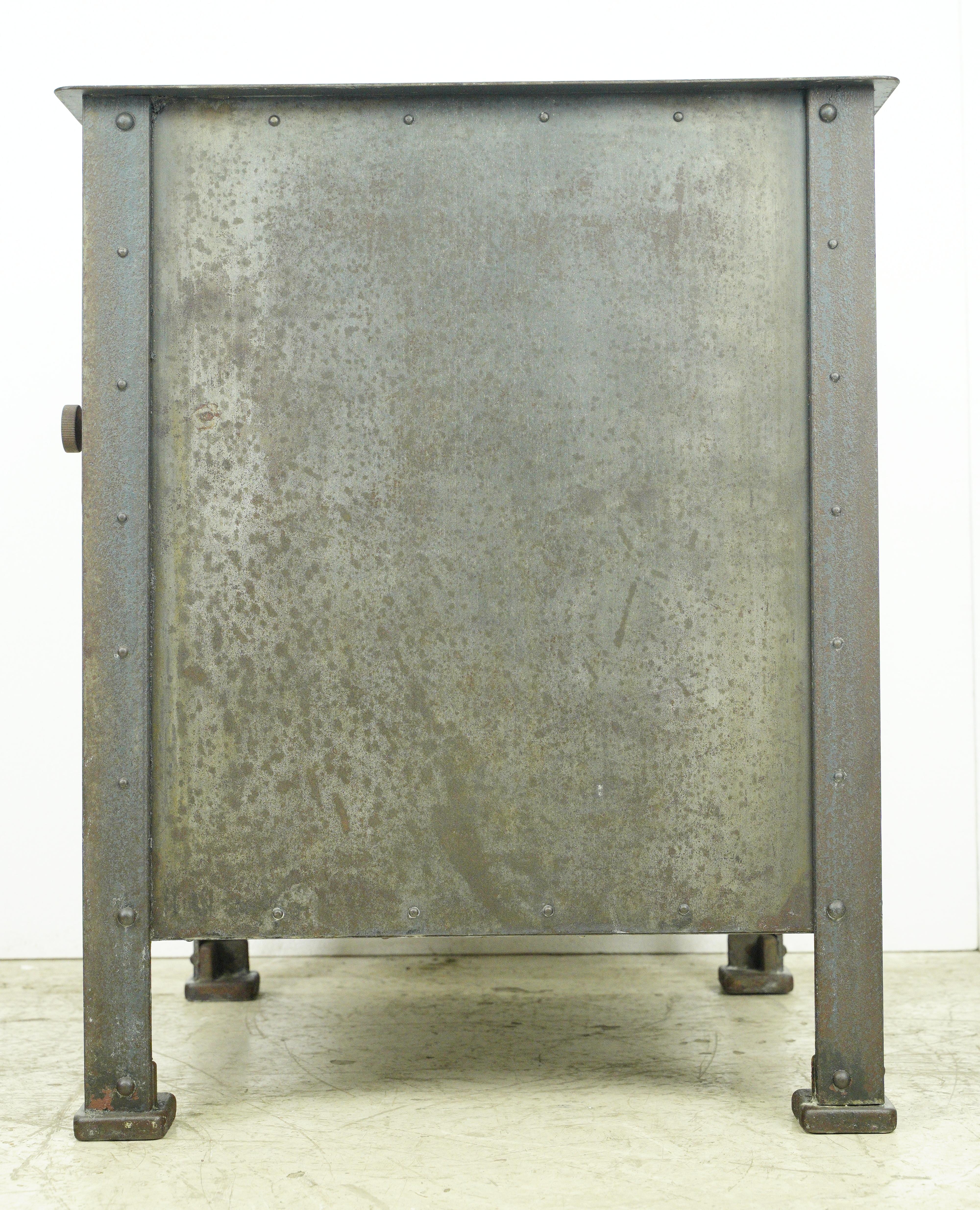 Textile Machine Works Riveted Steel Factory Cabinet Antique  For Sale 7