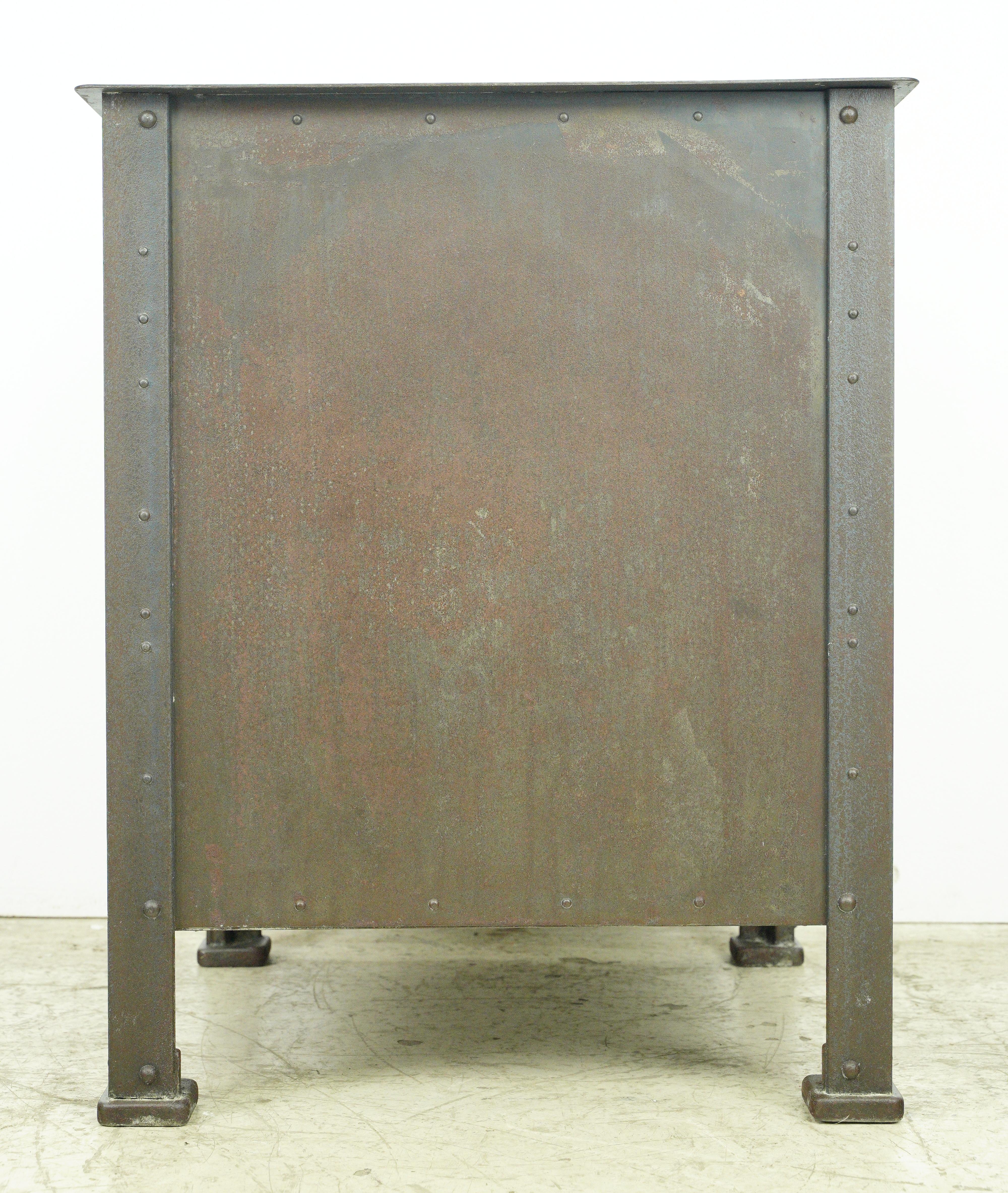 Textile Machine Works Riveted Steel Factory Cabinet Antique  For Sale 8