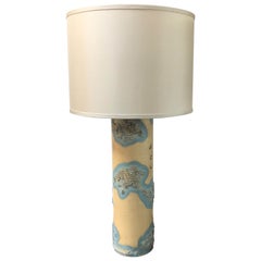 Textile Print Roll as Lamp from France with Custom Shade