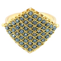 Textile Ring in Blue Diamond