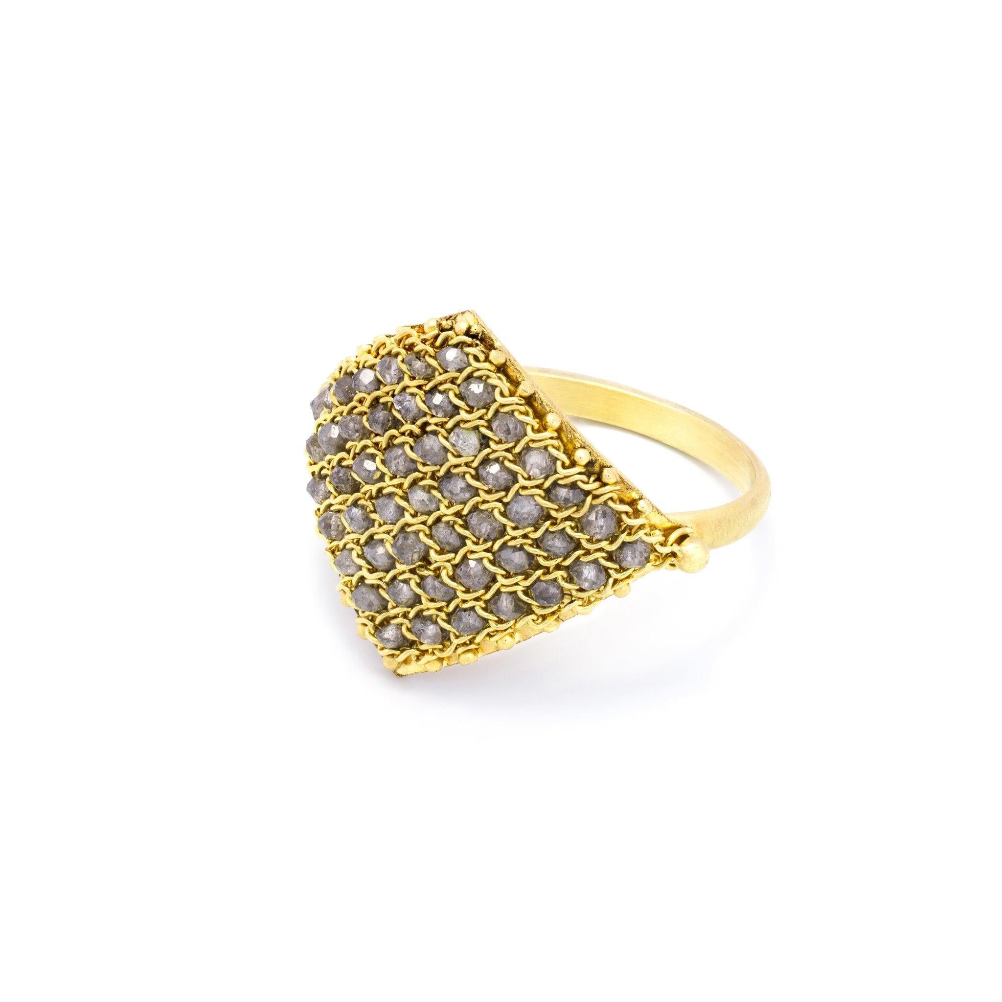 For Sale:  Textile Ring in Grey Diamond 3