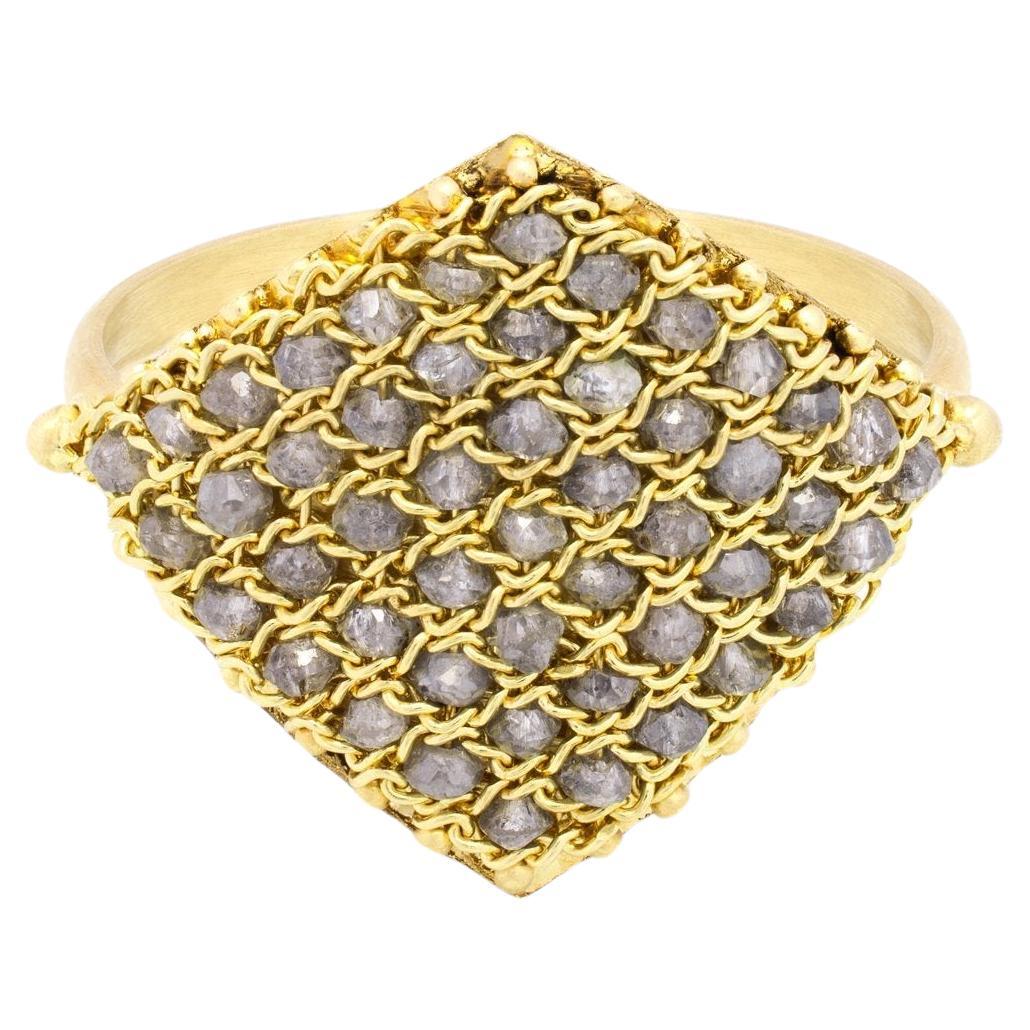 For Sale:  Textile Ring in Grey Diamond