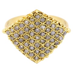 Bague textile en diamant gris