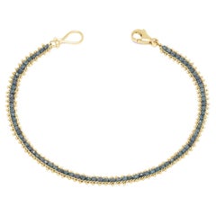 Bracelet textile en diamants bleus