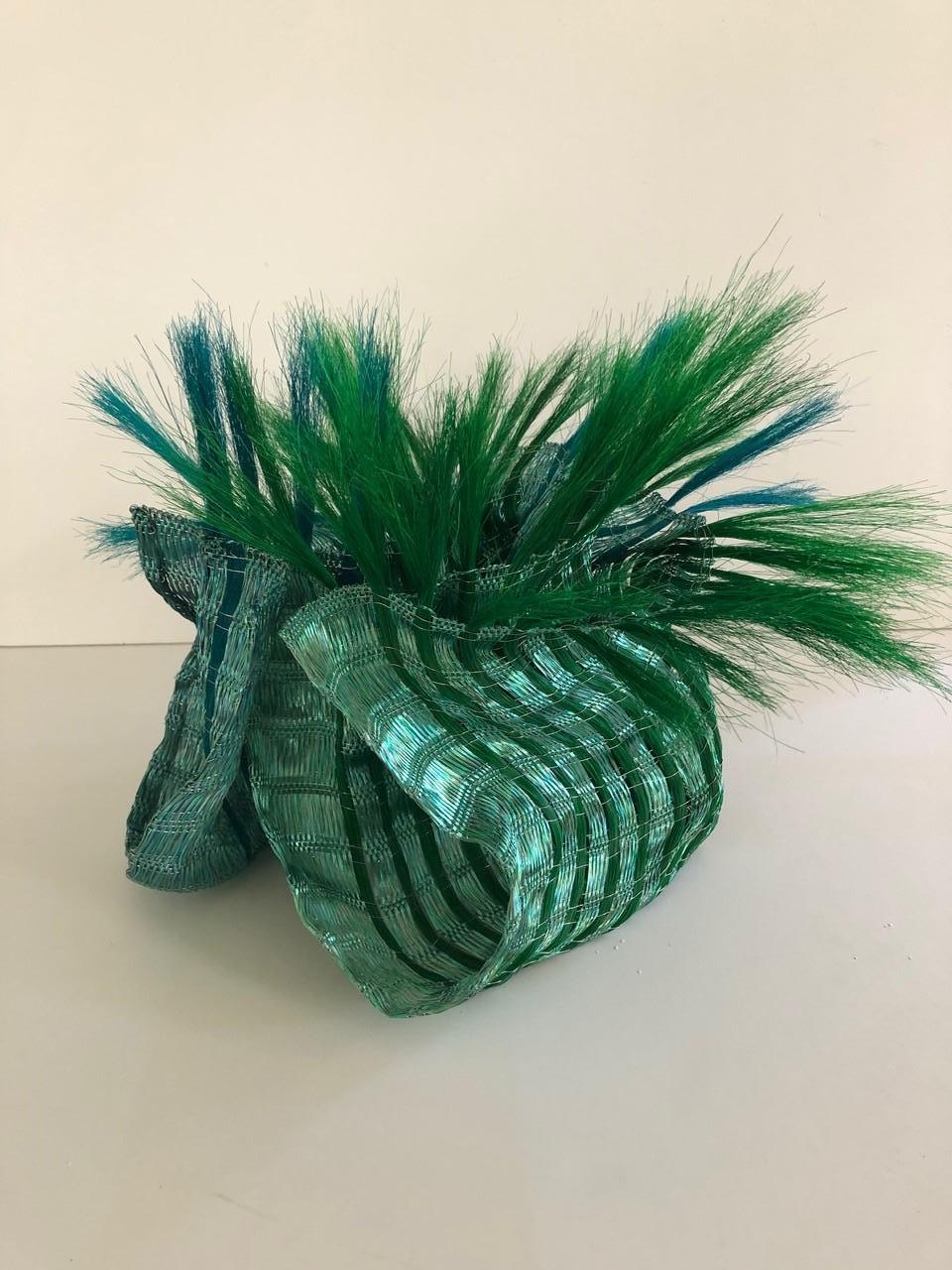 Coral (green) textile sculpture Annemette Beck, Stainless steel, lacquered copper thread and horse hair, 45 x 42 x 30cm , entirely hand woven , unique piece entirely handmade in Denmark.

Annemette Beck is a Danish textile designer based in Fanoe,