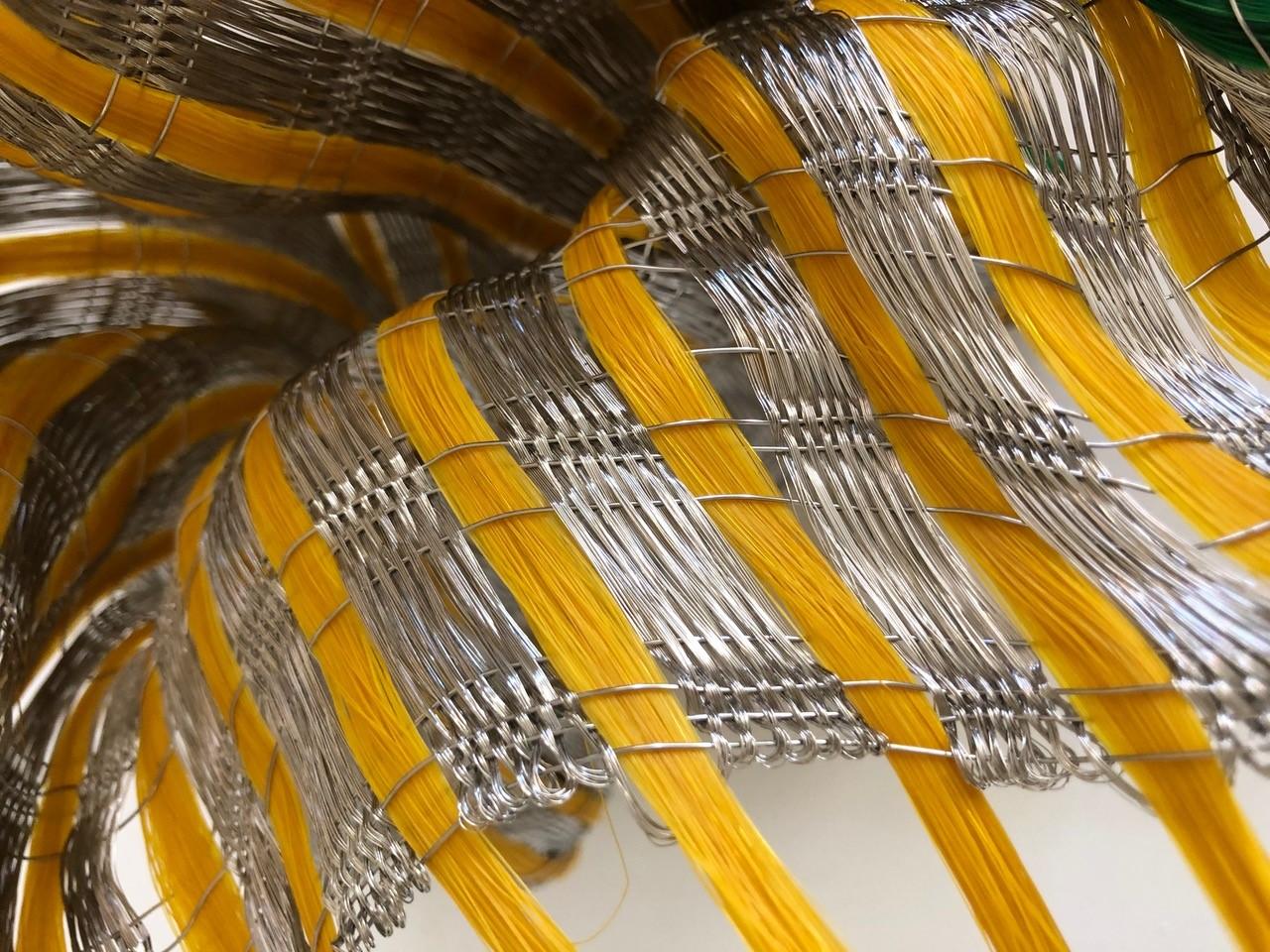 Hand-Woven Textile Sculpture by Annemette Beck Lacquered Copper Danish Contemporary