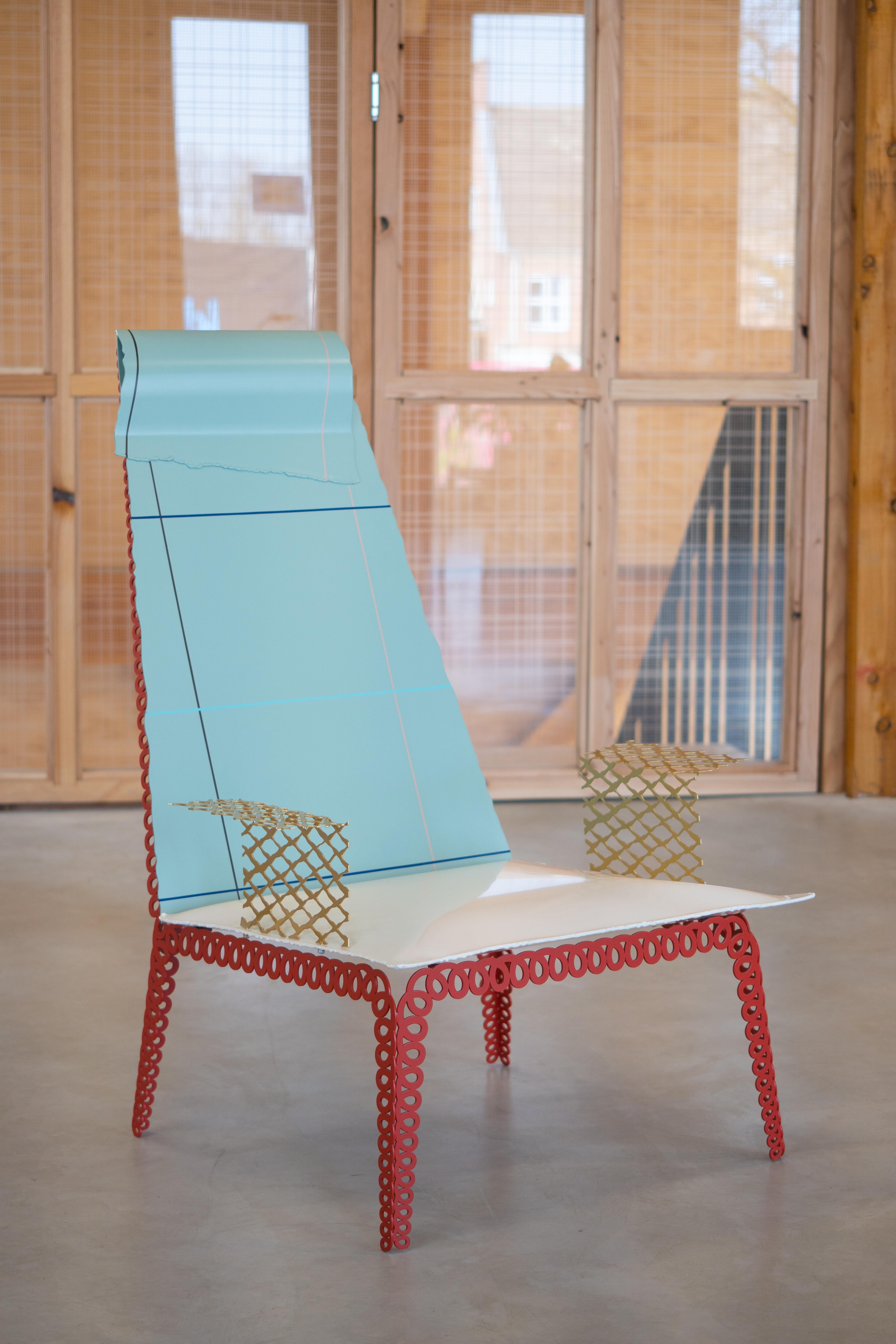 Kiki van Eijk designs a highly conceptual collection of furniture that uses metal to capture the delicate nature of fabric. This collection looks like it's made of textiles but is in fact fashioned from solid metal. KIki uses laser-cutting. Welding