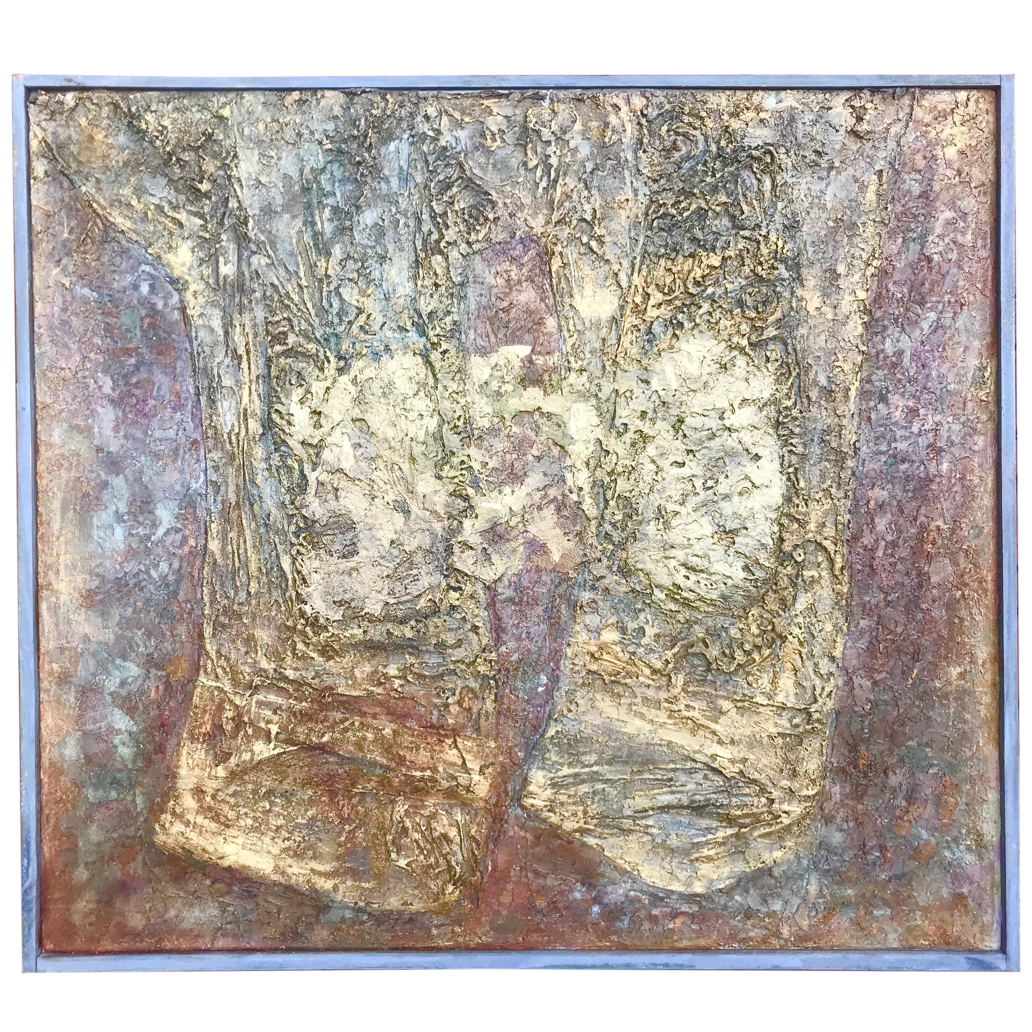Textural Abstract French 1960s Modernist Painting For Sale