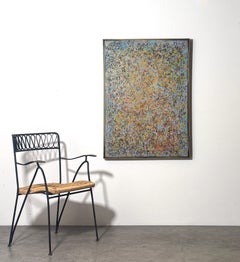 Textural Abstract Modern Oil Painting with Layered Brushwork Mid Century 1960s