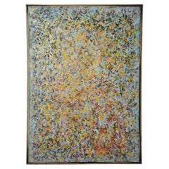 Textural Abstract Modern Oil Painting with Layered Brushwork Mid Century 1960s