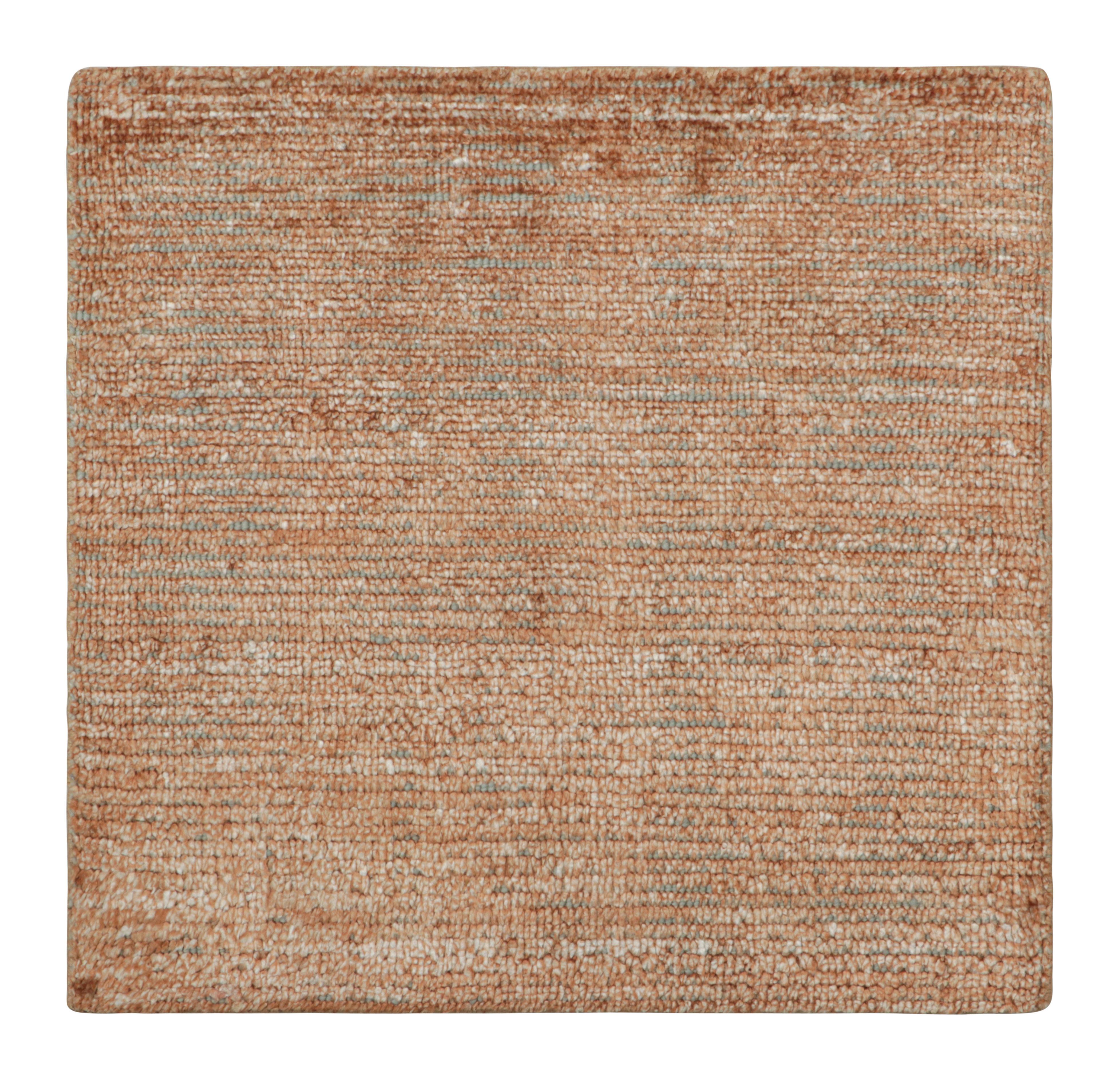 Hand-Woven Textural Custom Rug Sample, Rust and Peach Pink Tones For Sale