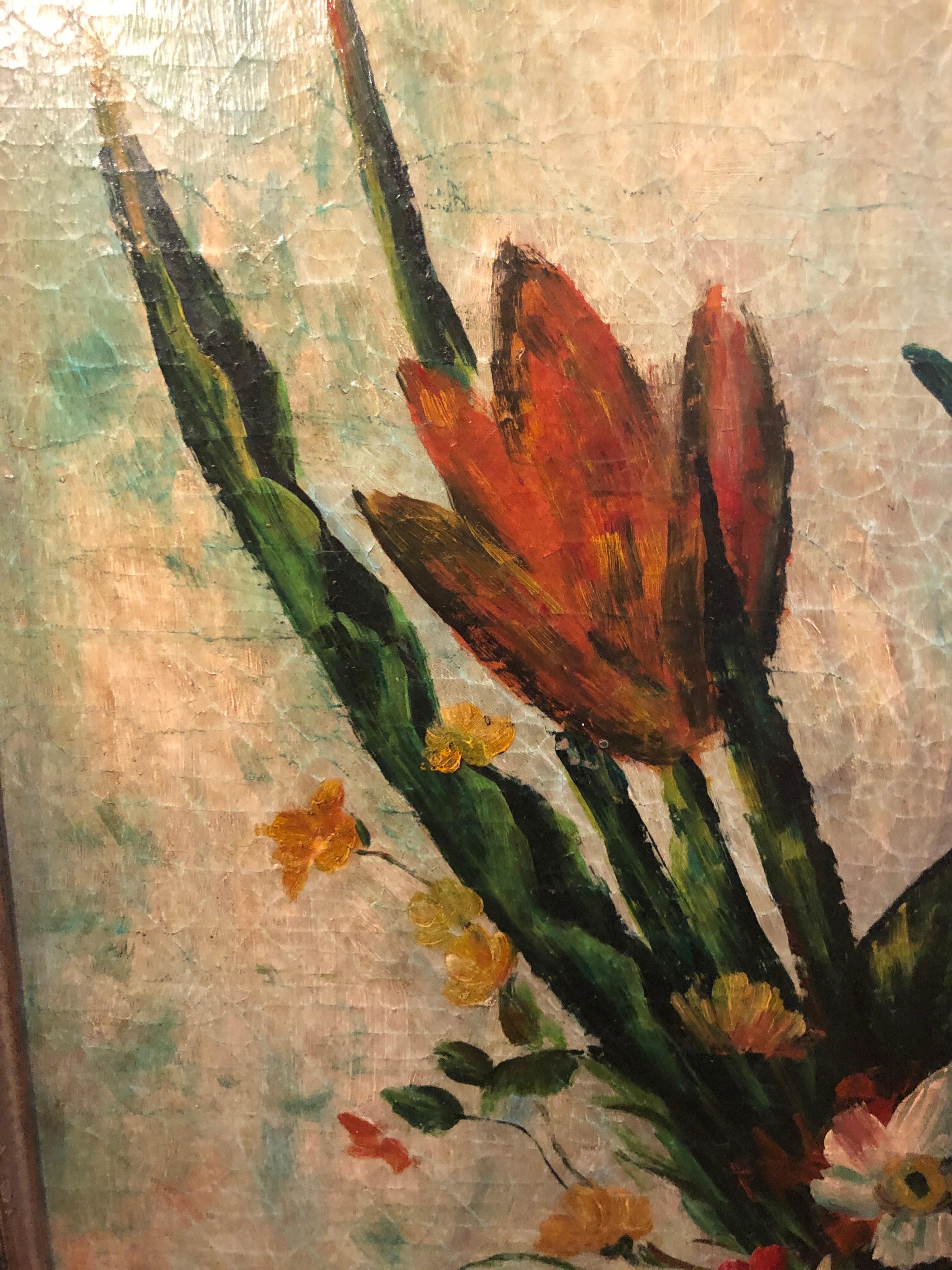 Textural Floral and Fruit Still Life Signed Leyster For Sale 4
