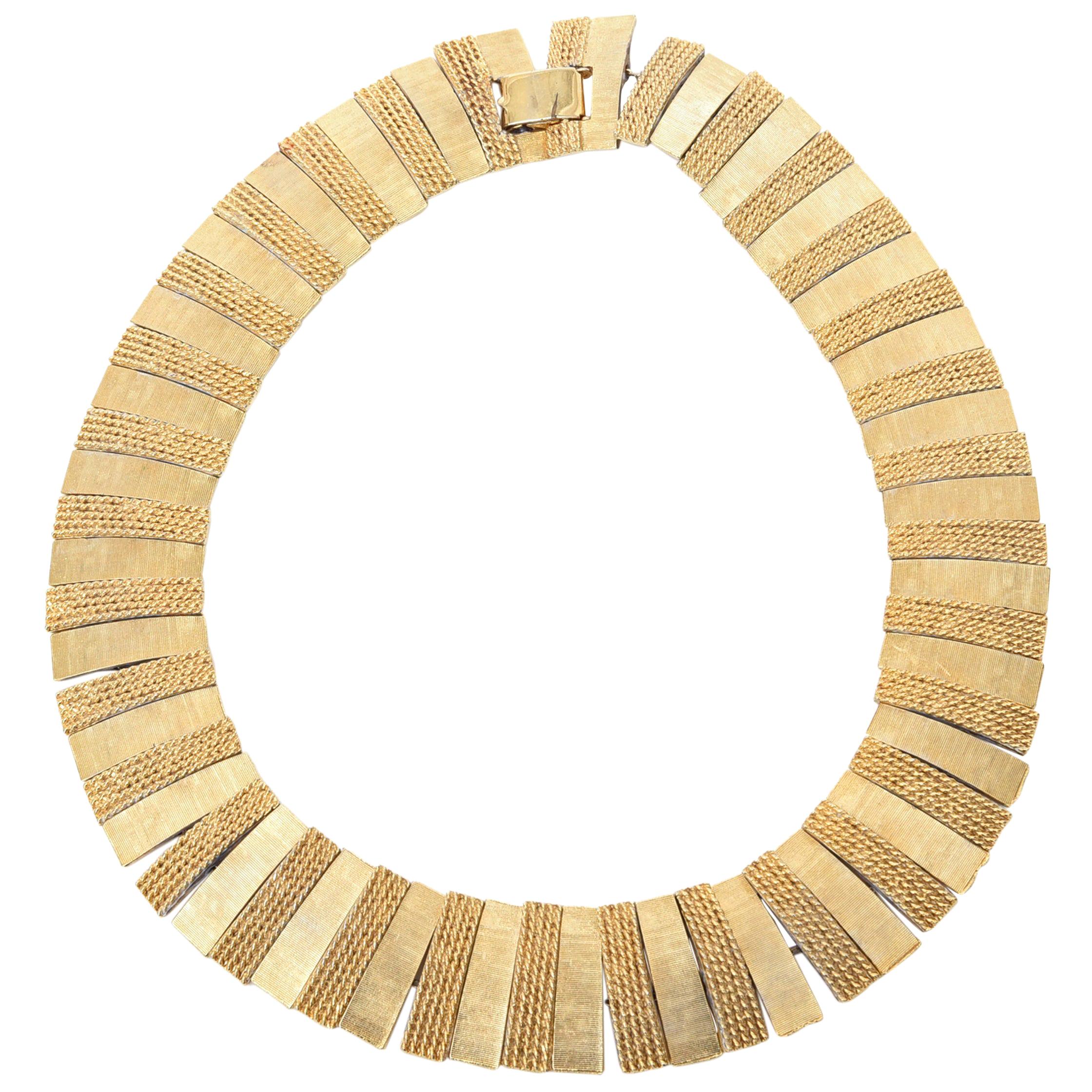 Collier réticulé texturé vintage avec collier en plaqué or