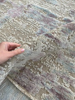 Textural Silk Rug in Faint Blues and Pinks by Doris Leslie Blau