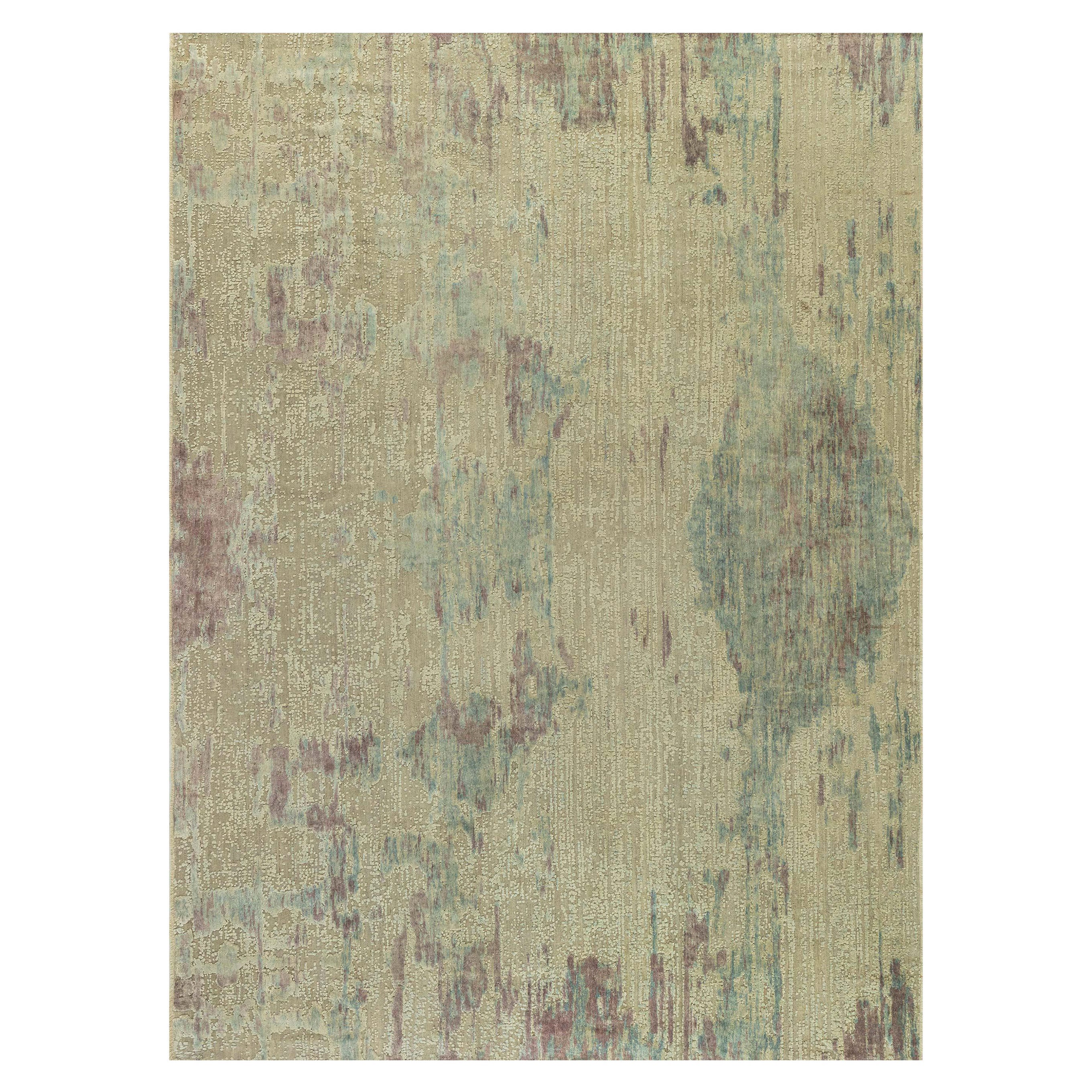 Textural Silk Rug in Faint Blues and Pinks by Doris Leslie Blau For Sale