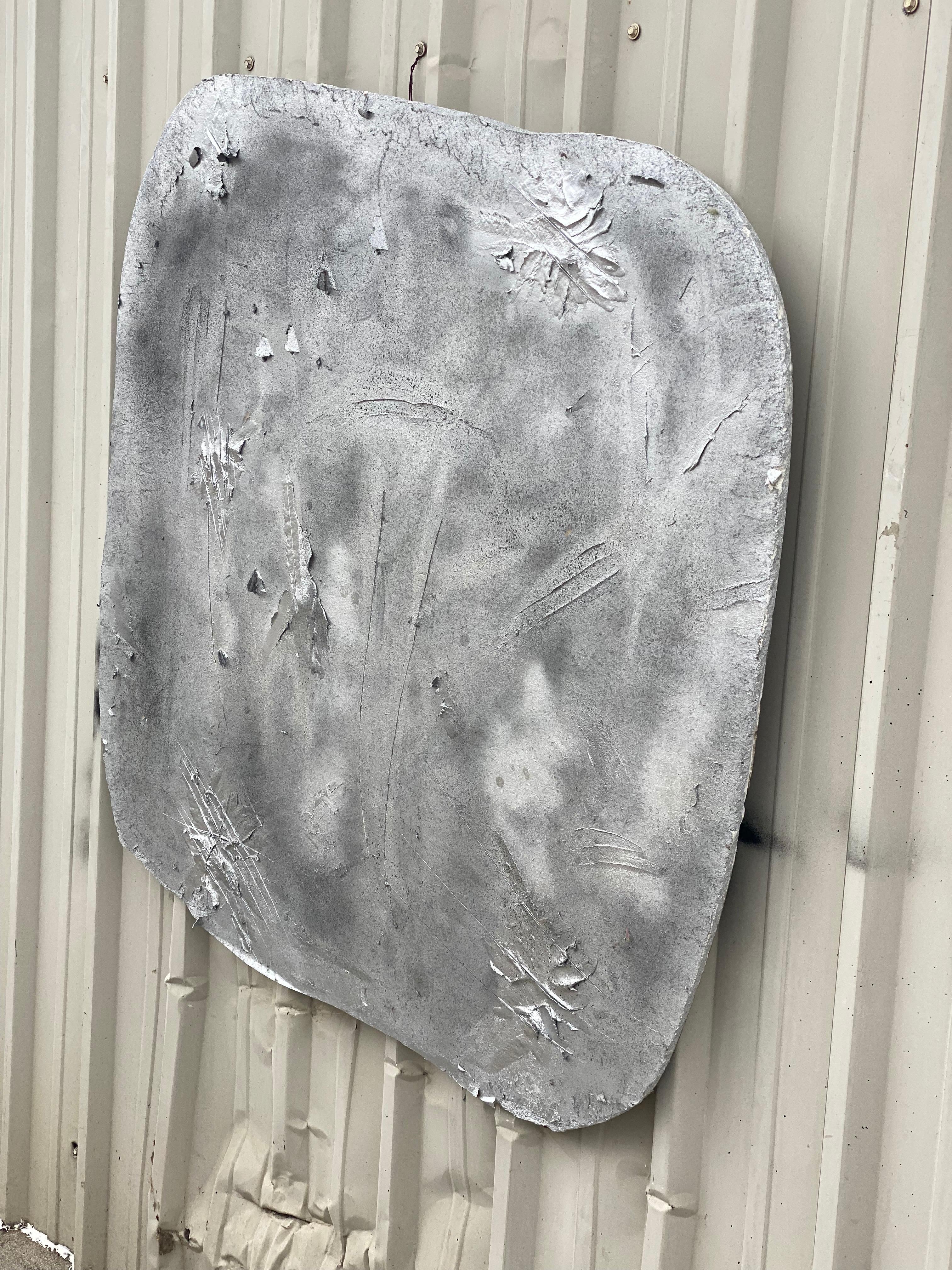 Clay Textural Silver Abstract Painting 21st Century by Mattia Biagi For Sale