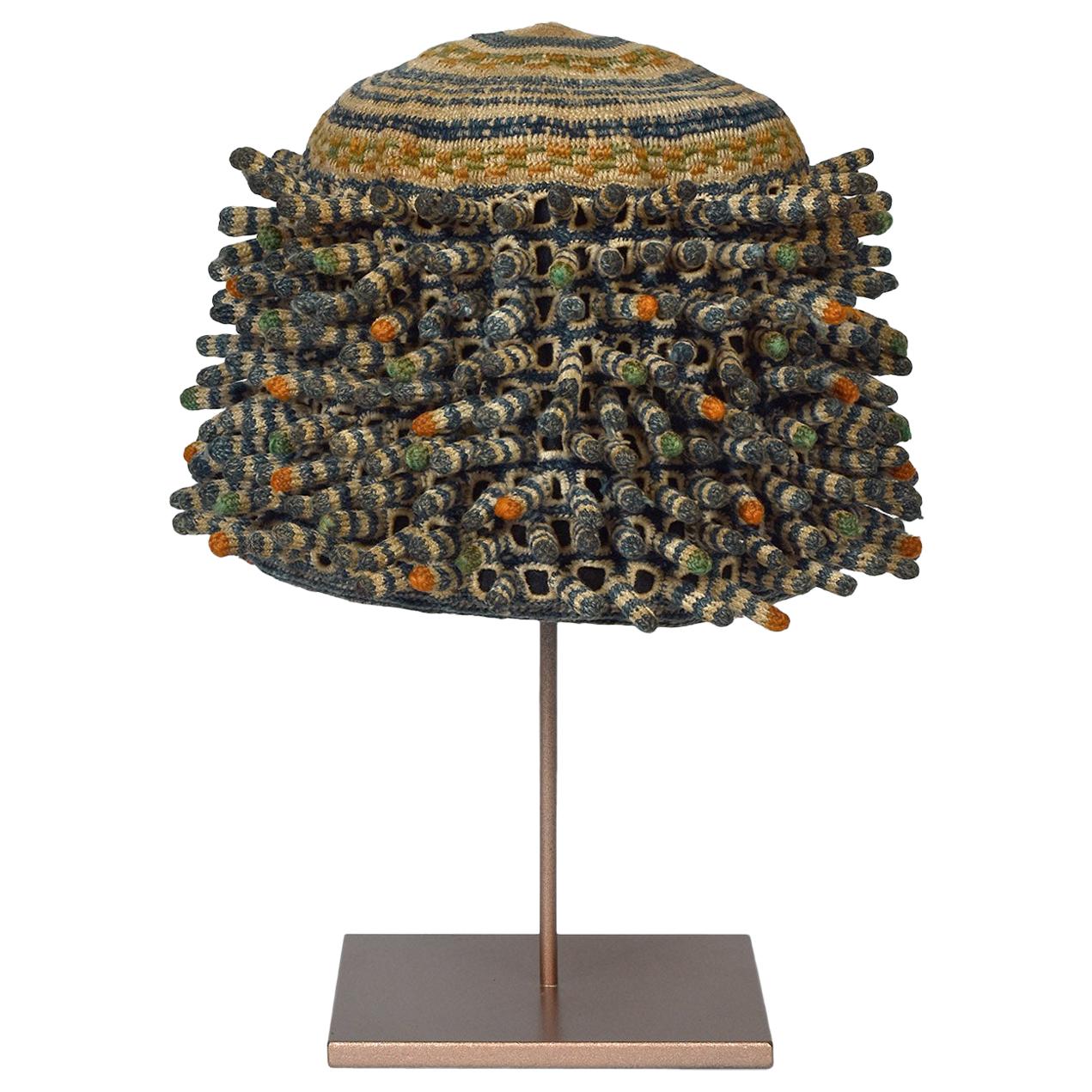 Textural Woven Chief's Prestige Hat, Bamileke Culture, Cameroon, Africa