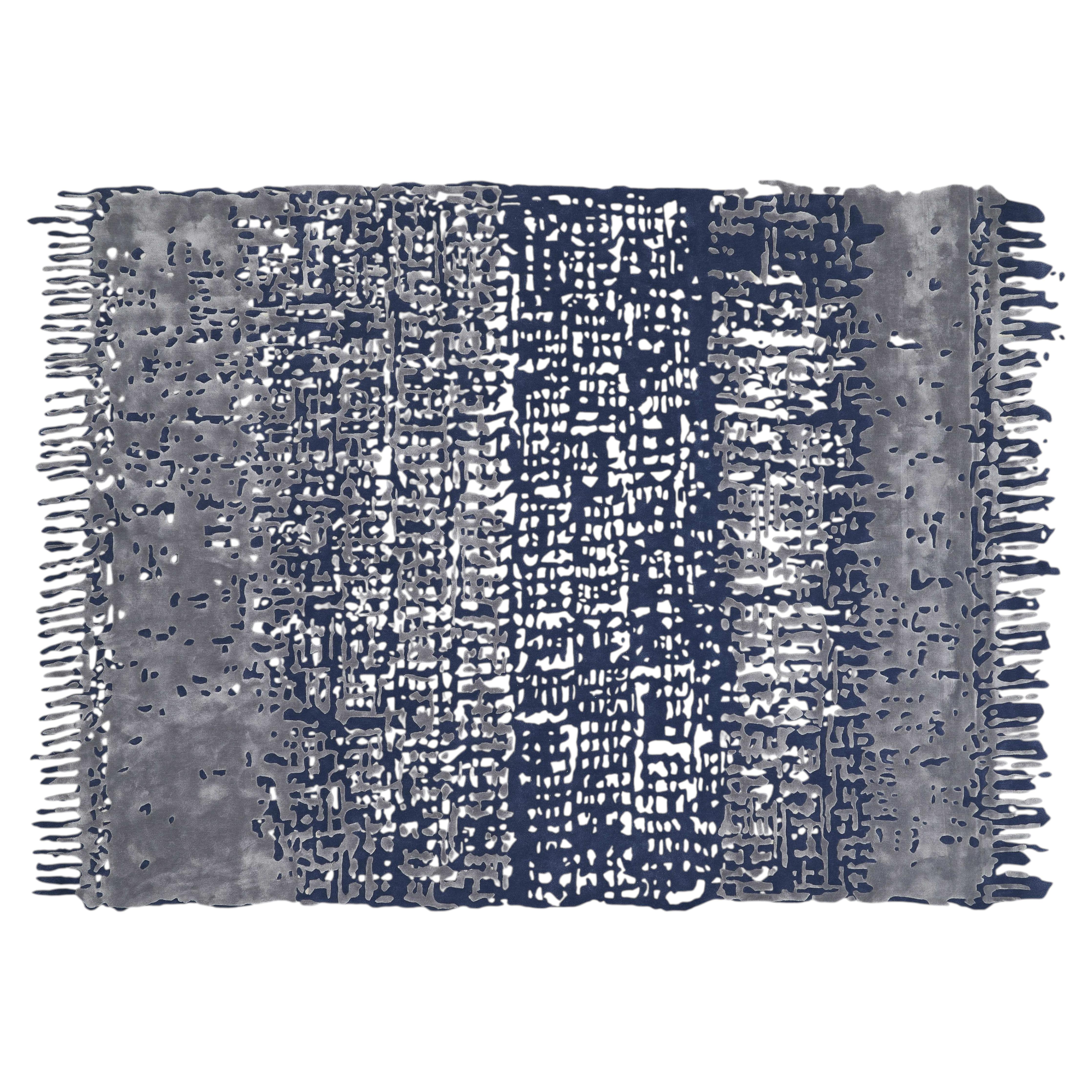 Handcrafted Chinoiserie Carpet by FULI, Wool & Viscose, Modern Design, 10*13ft For Sale