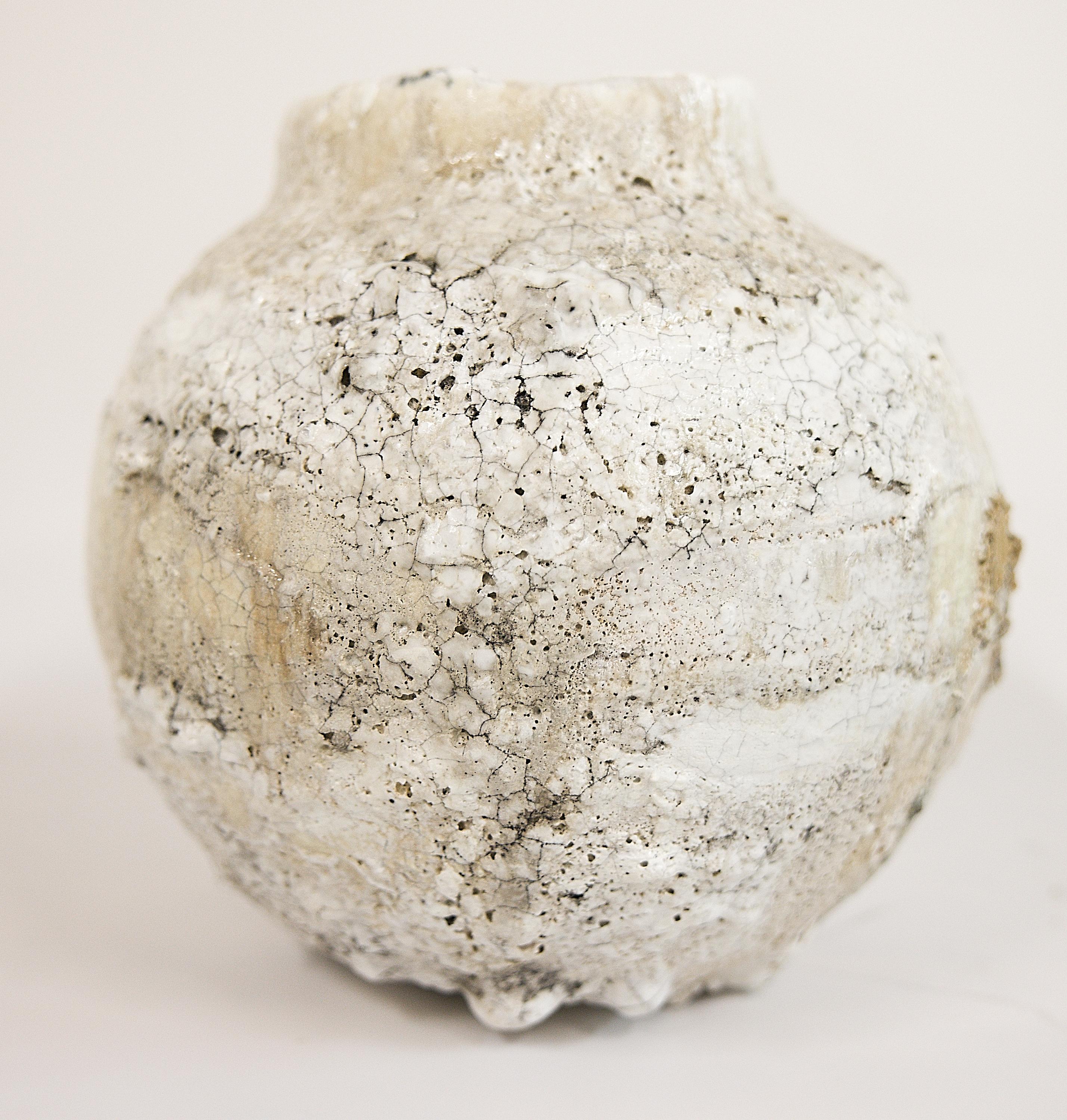 Fired Texture Moon Vase Ii For Sale