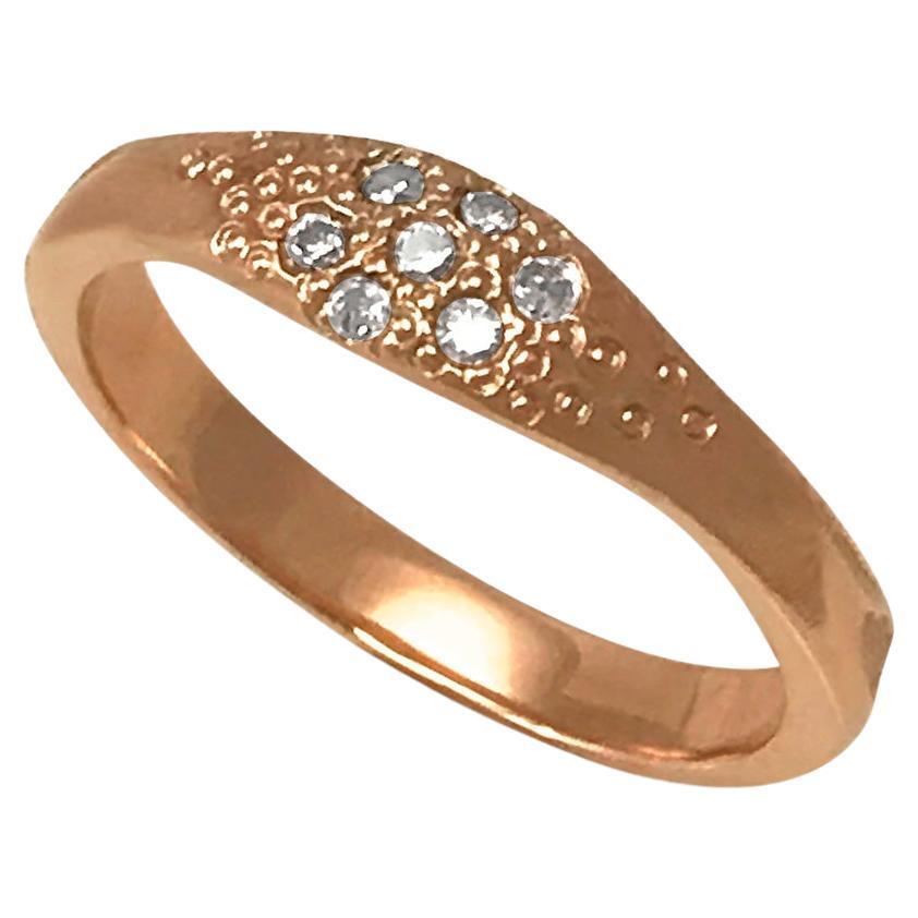 For Sale:  Textured 14 Karat Rose Gold Diamond Cluster Ring by K.MITA, S