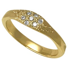 Textured 14 Karat Yellow Gold Diamond Cluster Ring by K.MITA - S