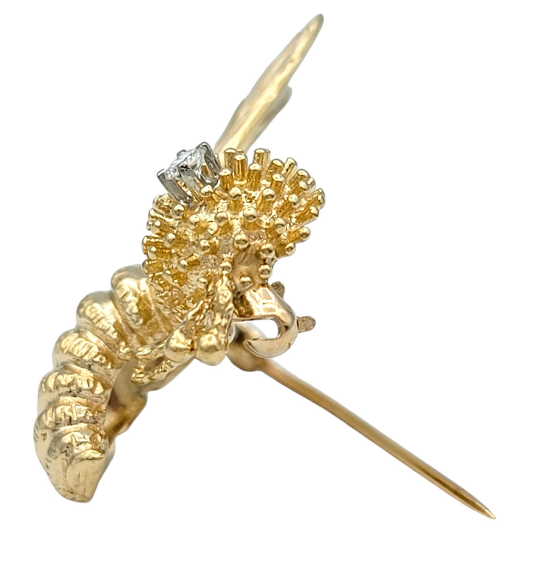 Capture the charm of nature’s most beloved pollinator with this exquisite honey bee brooch, crafted entirely in 14 karat yellow gold. The delicate wings, polished to perfection and subtly carved, shimmer with lifelike grace. A touch of whimsy graces