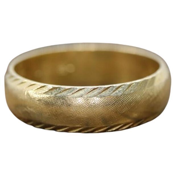 Textured 14k Gold Wedding Band. Matte 14k Yellow Gold for Men or Women Sz 10.5