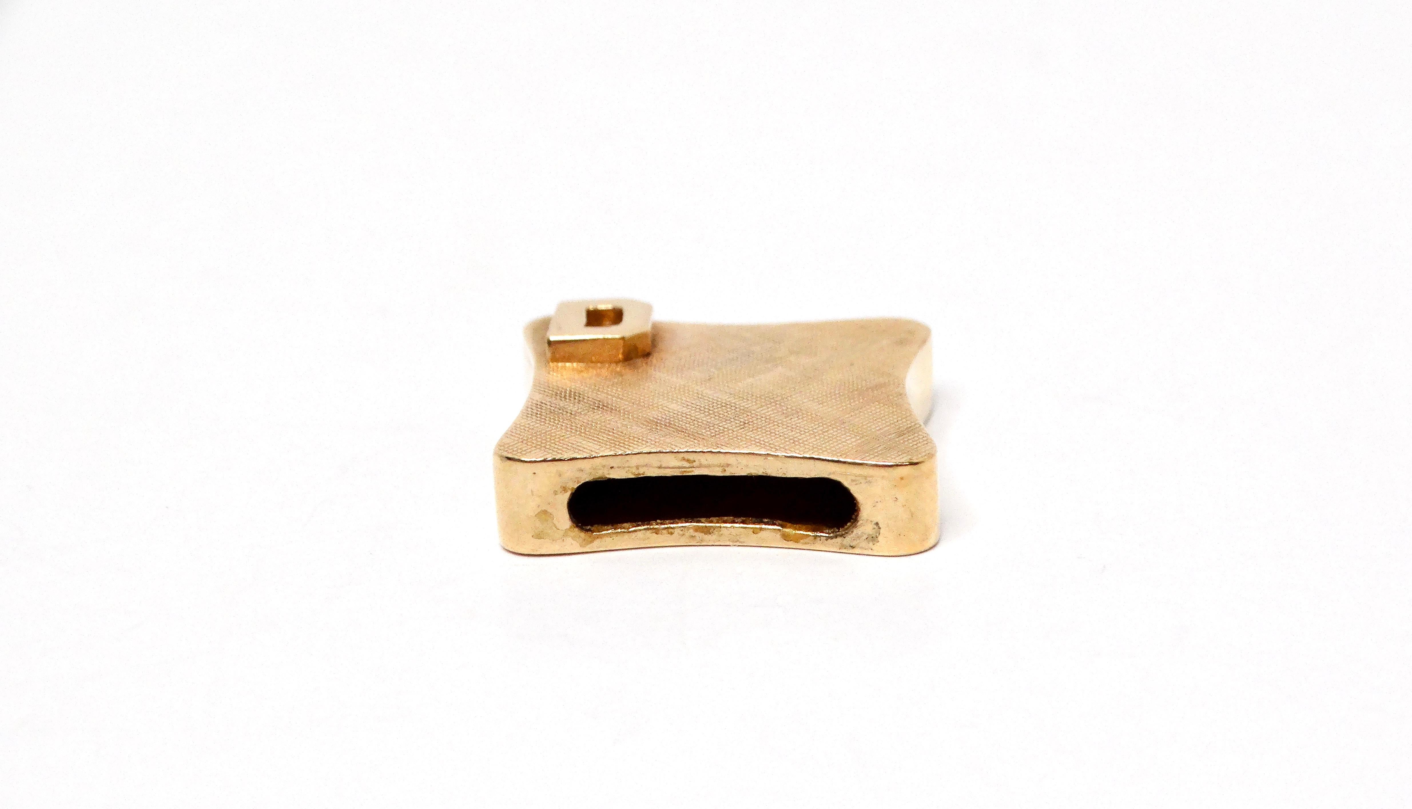 Textured 14k Square Gold Pendant With Initial 