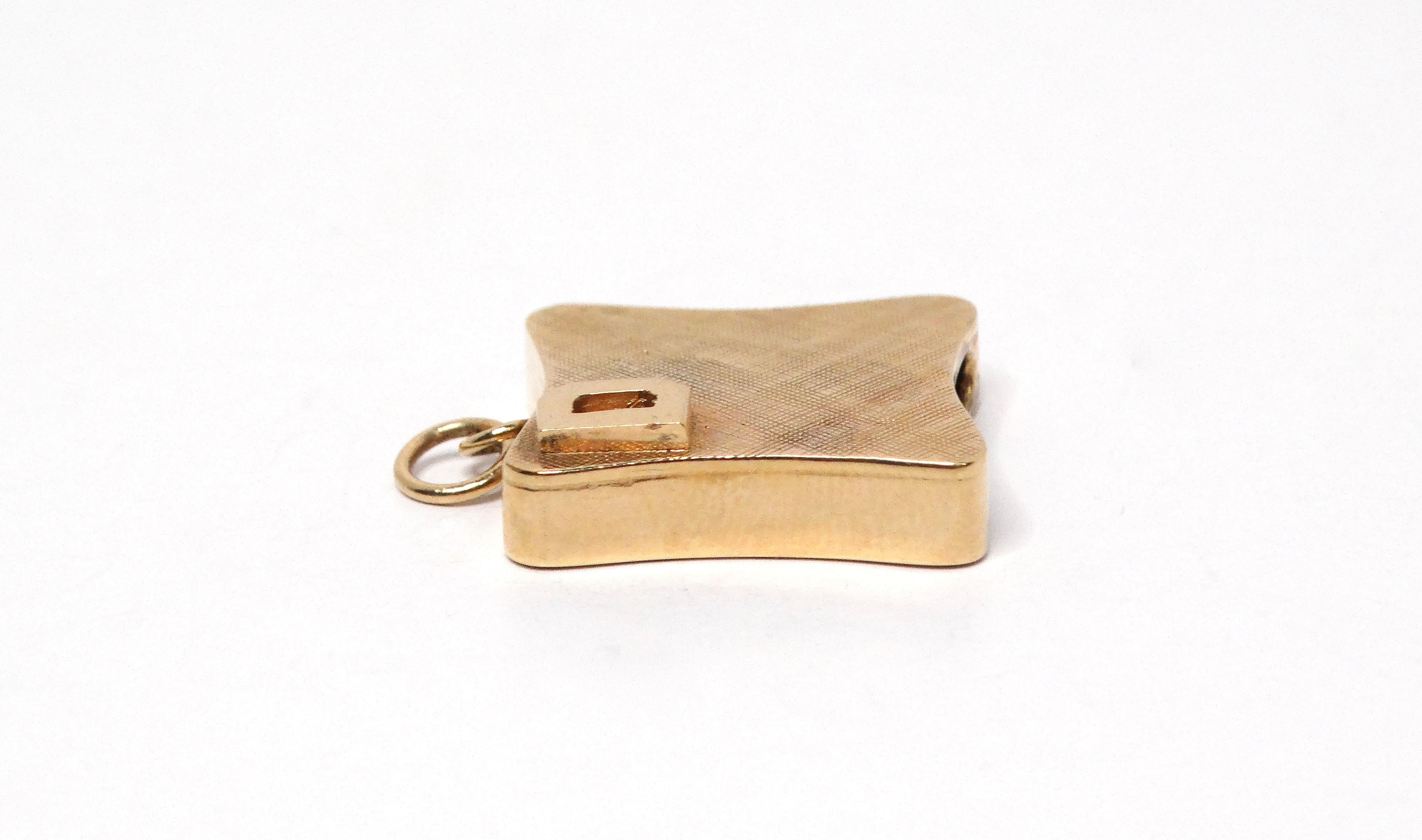 Textured 14k Square Gold Pendant With Initial 