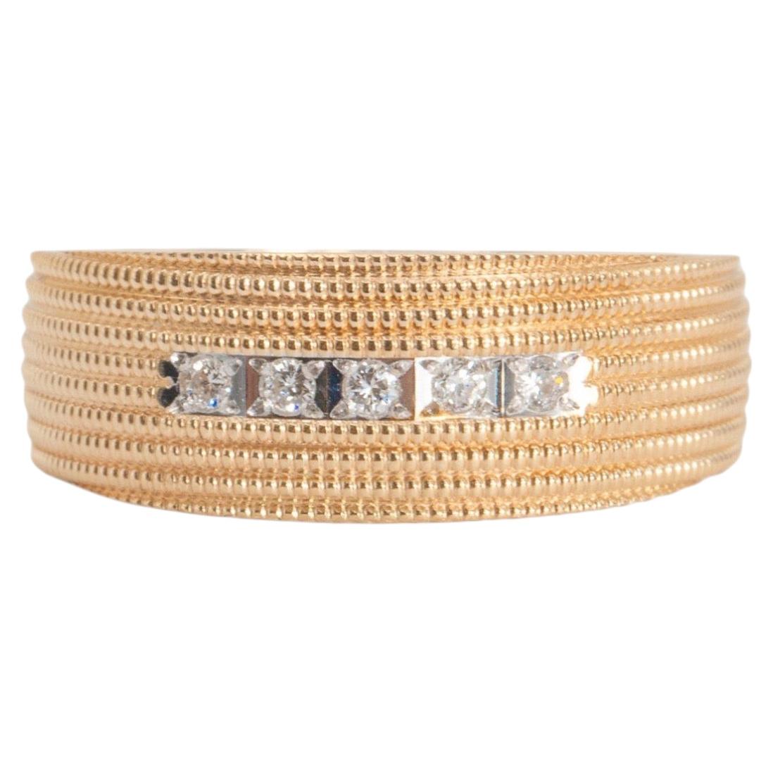 Texturiertes 14K Gelbgold 0.05CT Diamantband