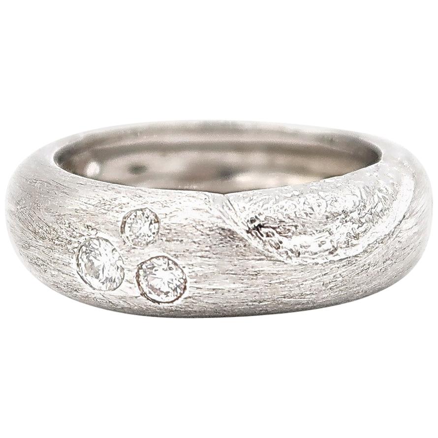 Fine 14k White Gold Textured Thumb Ring For Women - Size 9, Fashion Statement Jewelry
