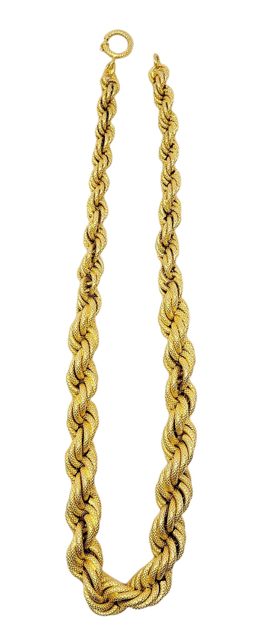 Contemporary Textured 18 Karat Yellow Gold Heavy Graduated Rope Link Necklace